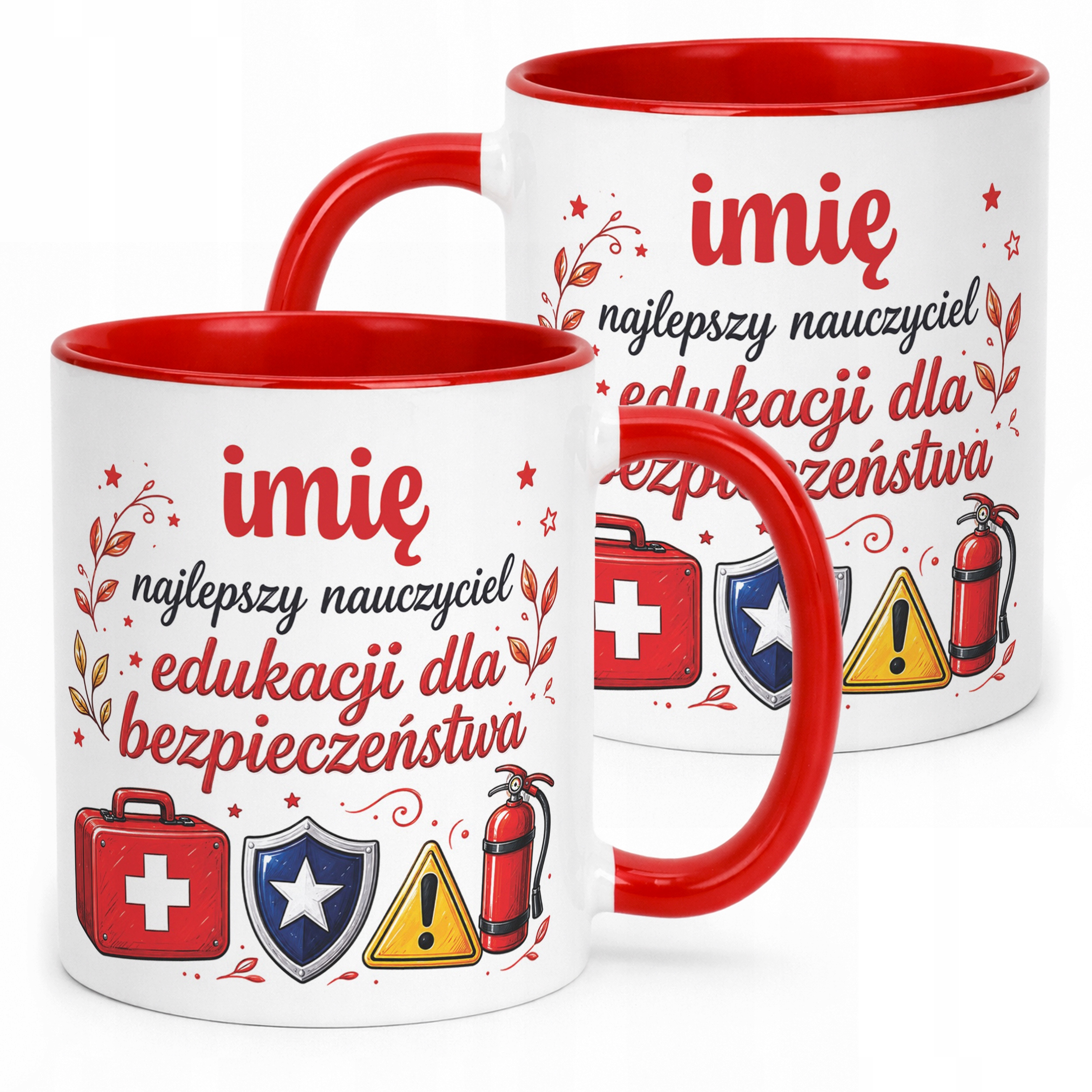 Kubek Czerwony z Imieniem Dzień Nauczyciela EDB Prezent