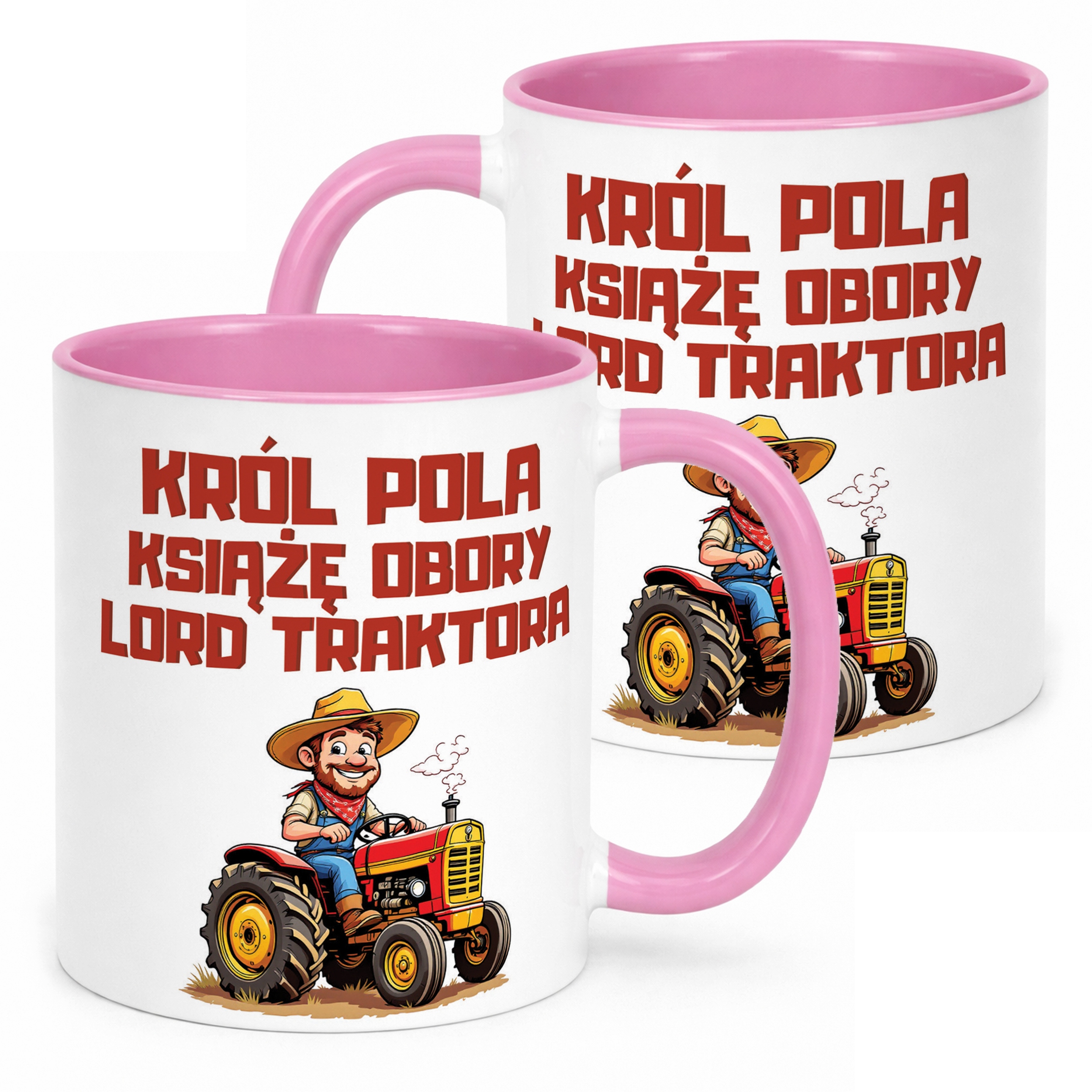 Kubek Różowy Rolnik Dla Rolnika Traktor Zabawny Prezent Upominek