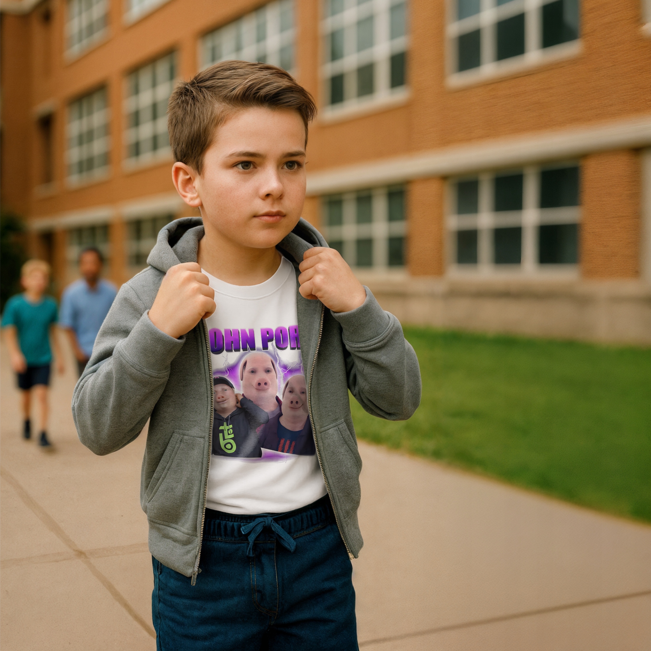 Koszulka biała dziecięca John Pork viral tiktok brainrot mem r. 116