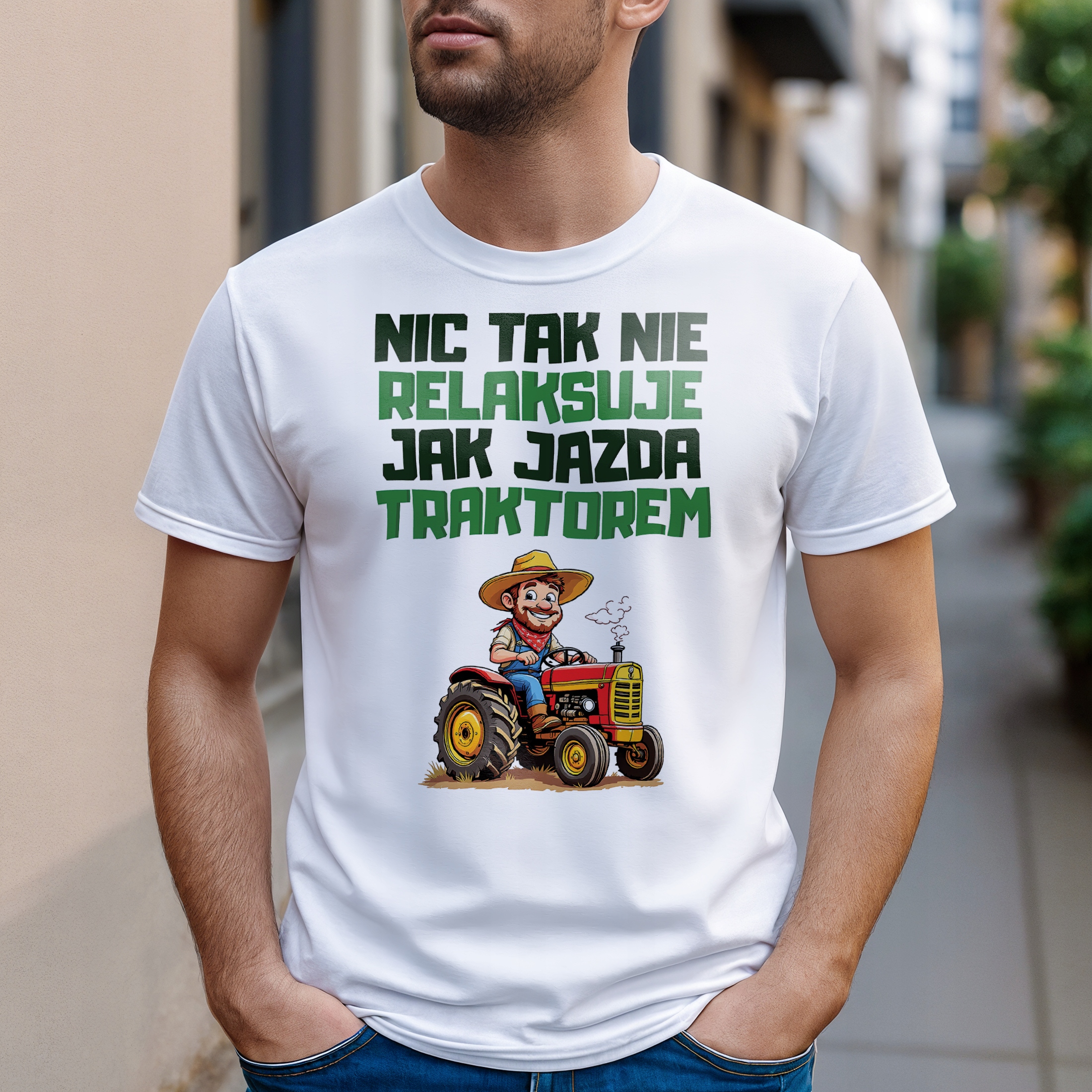 Koszulka biała męska Dla Rolnika Zabawny Prezent Upominek