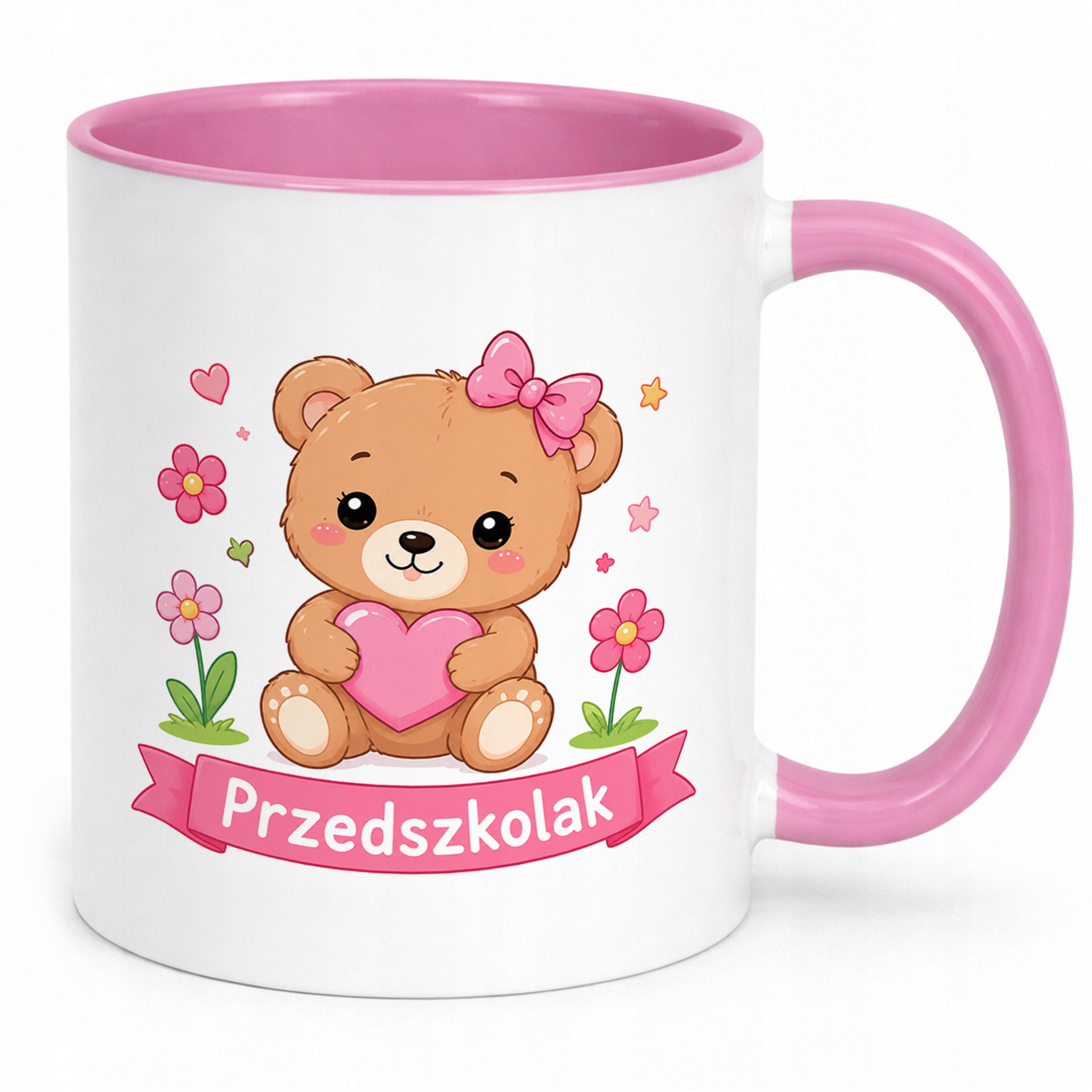 Zestaw Plecak Worek Kubek Różowy Z Nadrukiem Przedszkolak Dla Dzieci