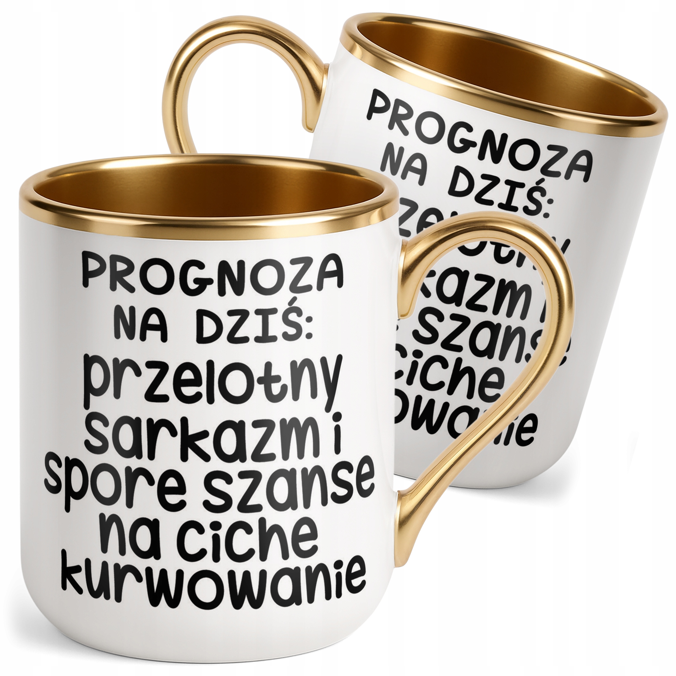Kubek Premium Złoty Progonoza Pogody Na Dziś Śmieszny Zabawny Prezent