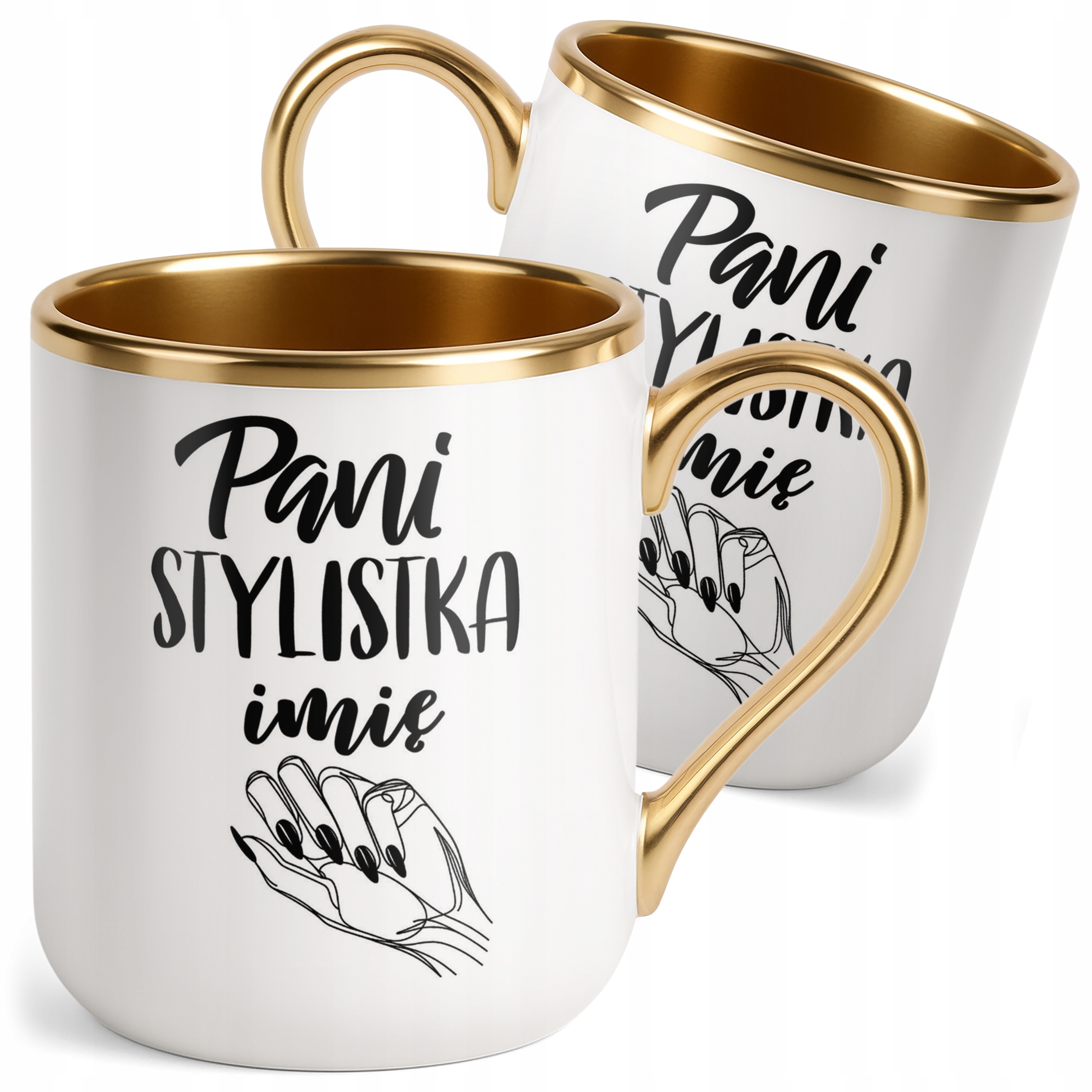 Kubek Premium Złoty Personalizowany Pani Stylistka Dla Stylistki Paznokci