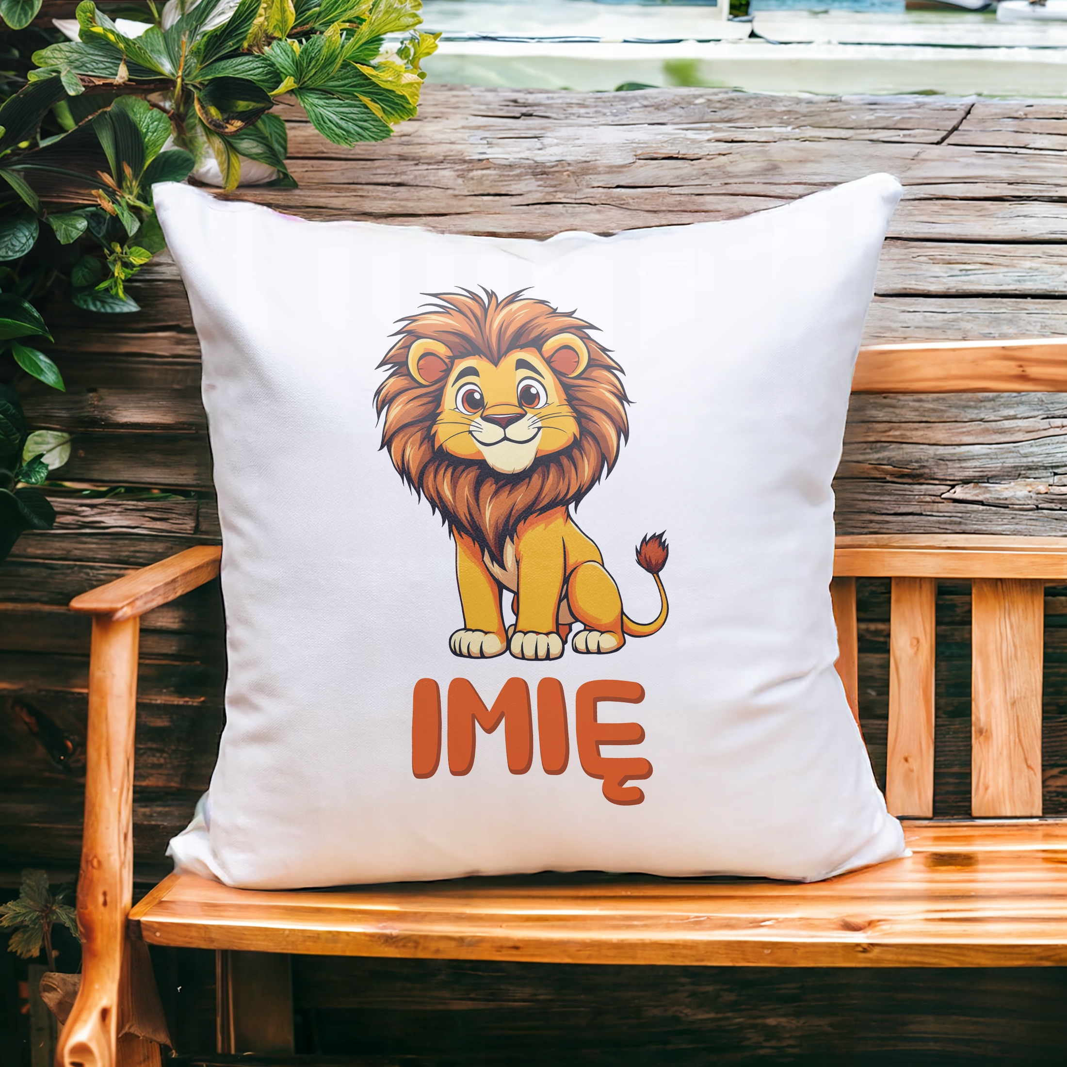 Poduszka 38x38cm Personalizowana Lew Zwierzak Słodki Dla Dzieci