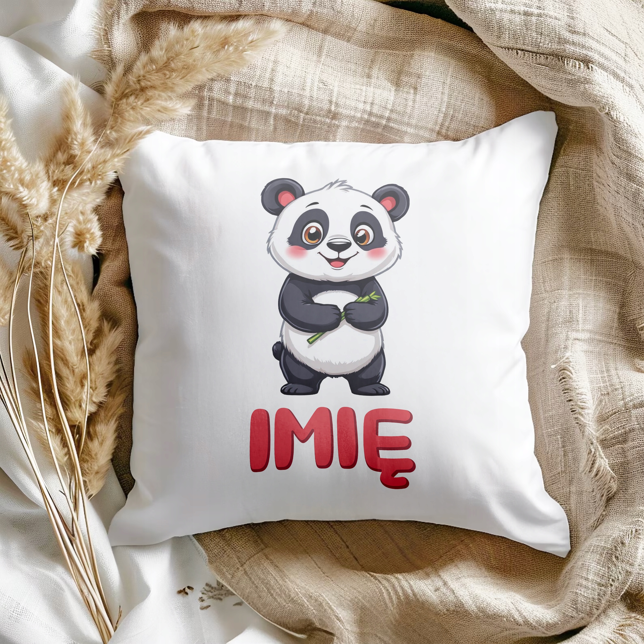 Poduszka 38x38cm Personalizowana Panda Zwierzak Słodki Dla Dzieci