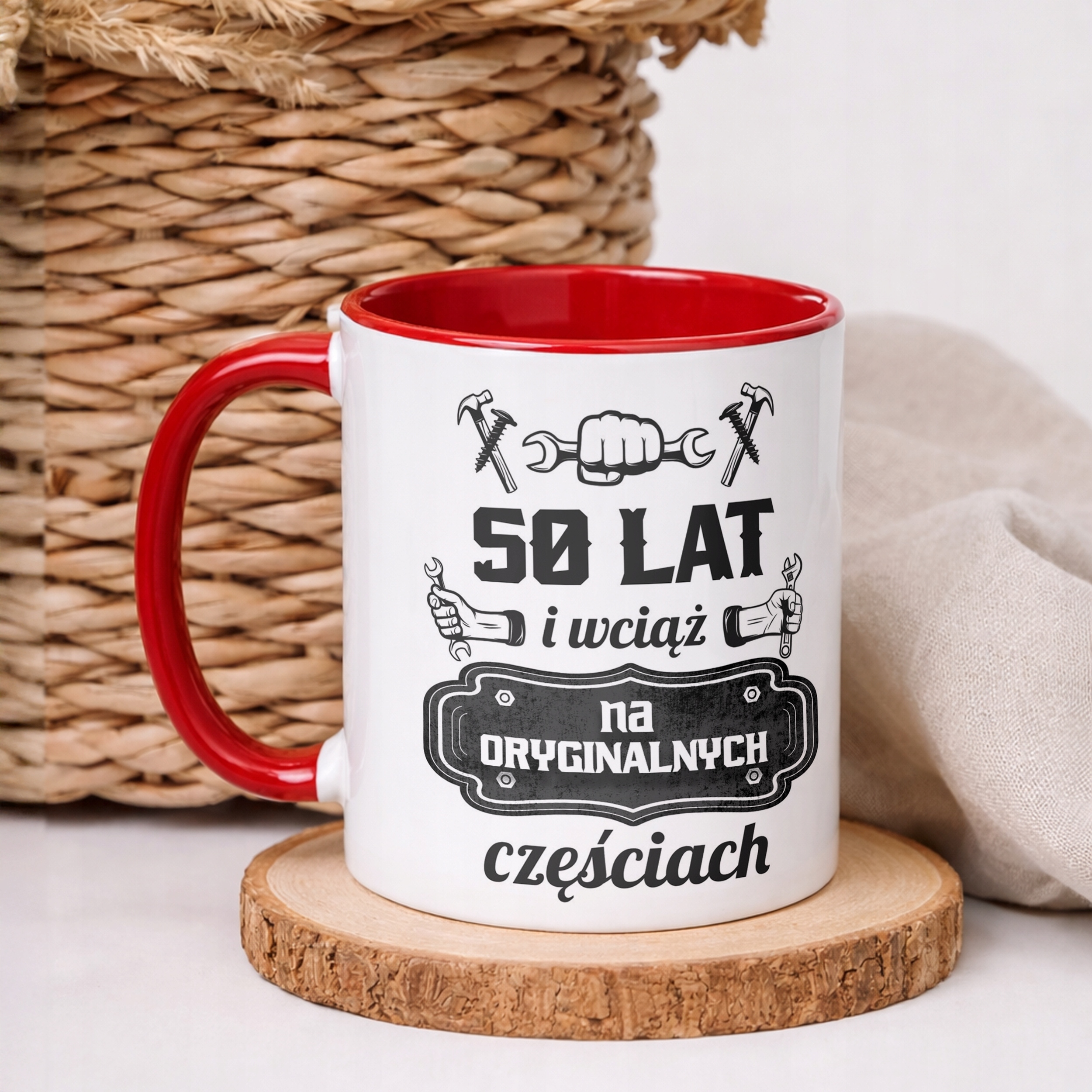 Kubek Czerwony 50 Lat i Wciąż Na Oryginalnych Częściach Urodziny
