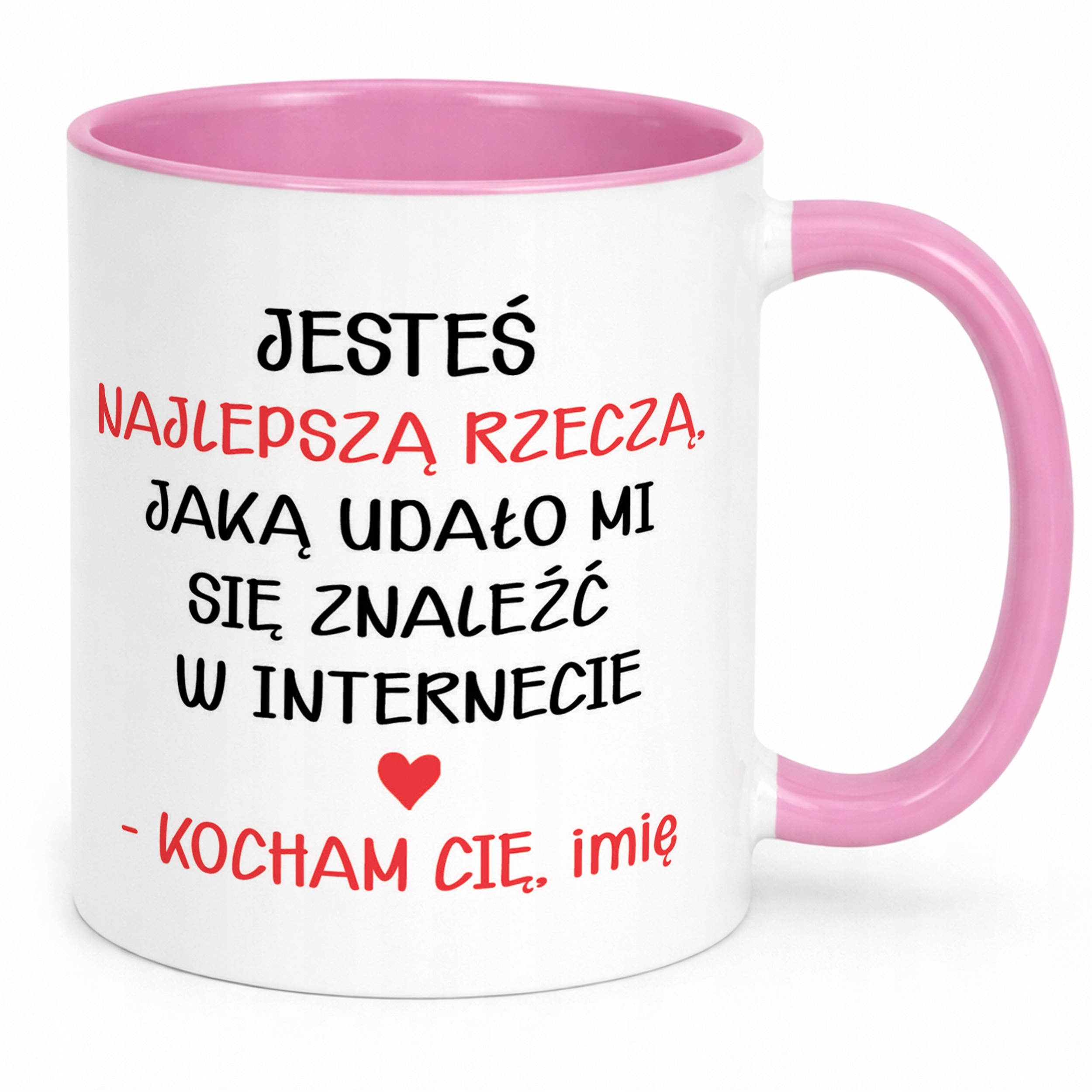 Kubek Różowy Z Własnym Zdjęciem Imionami Serce Walentynki Prezent