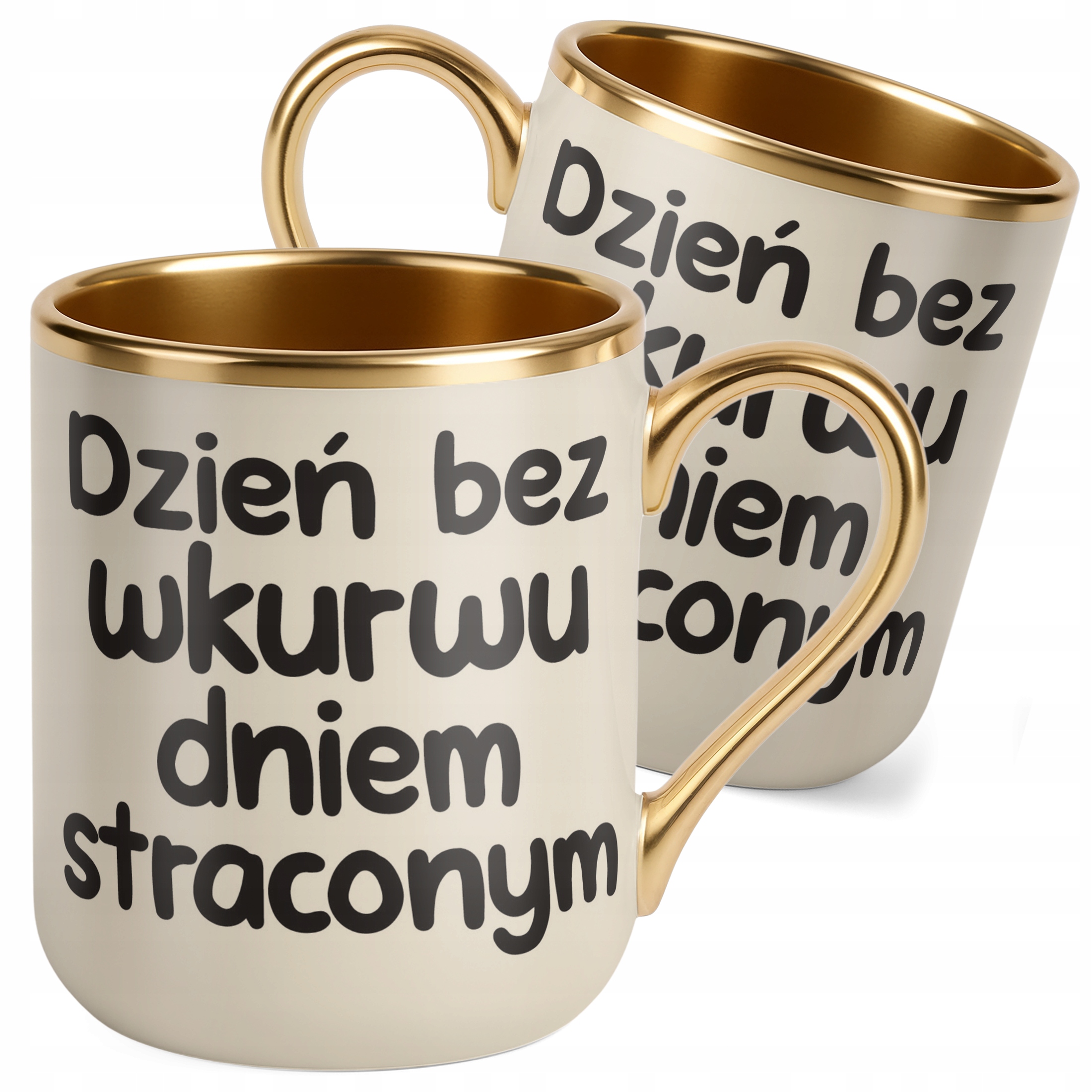 Kubek Premium Złoty Ecru Dzień Bez Wku**u Dniem Straconym Zabawny