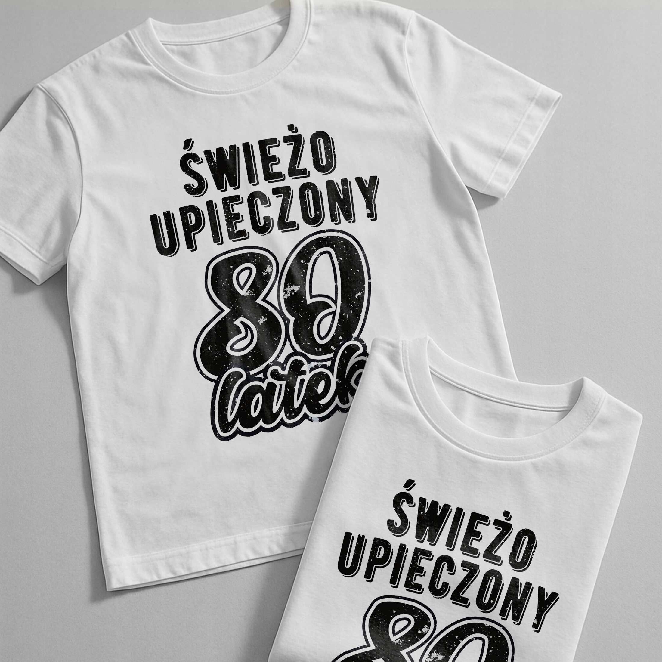 Koszulka biała męska Świeżo Upieczony 80 Urodziny Prezent