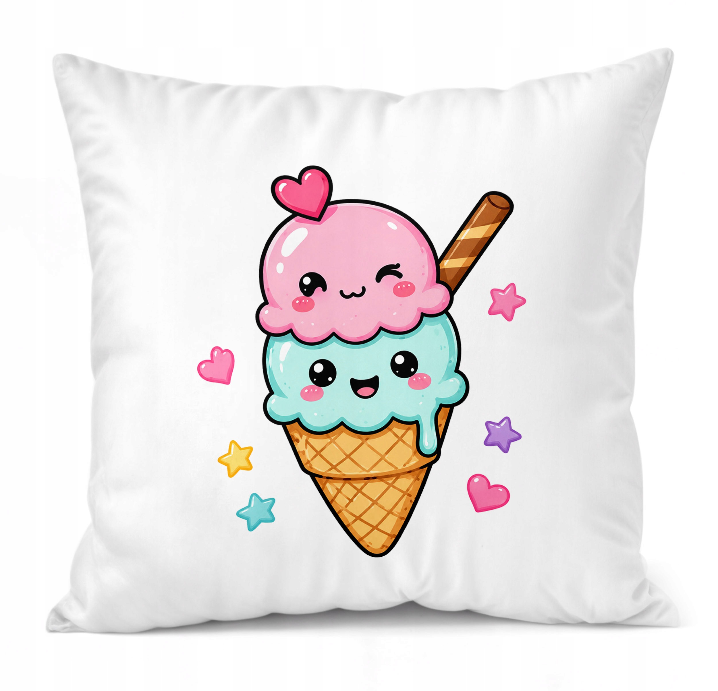 Zestaw Kubek Czarny Poduszka Z Nadrukiem Kawaii Lody Prezent