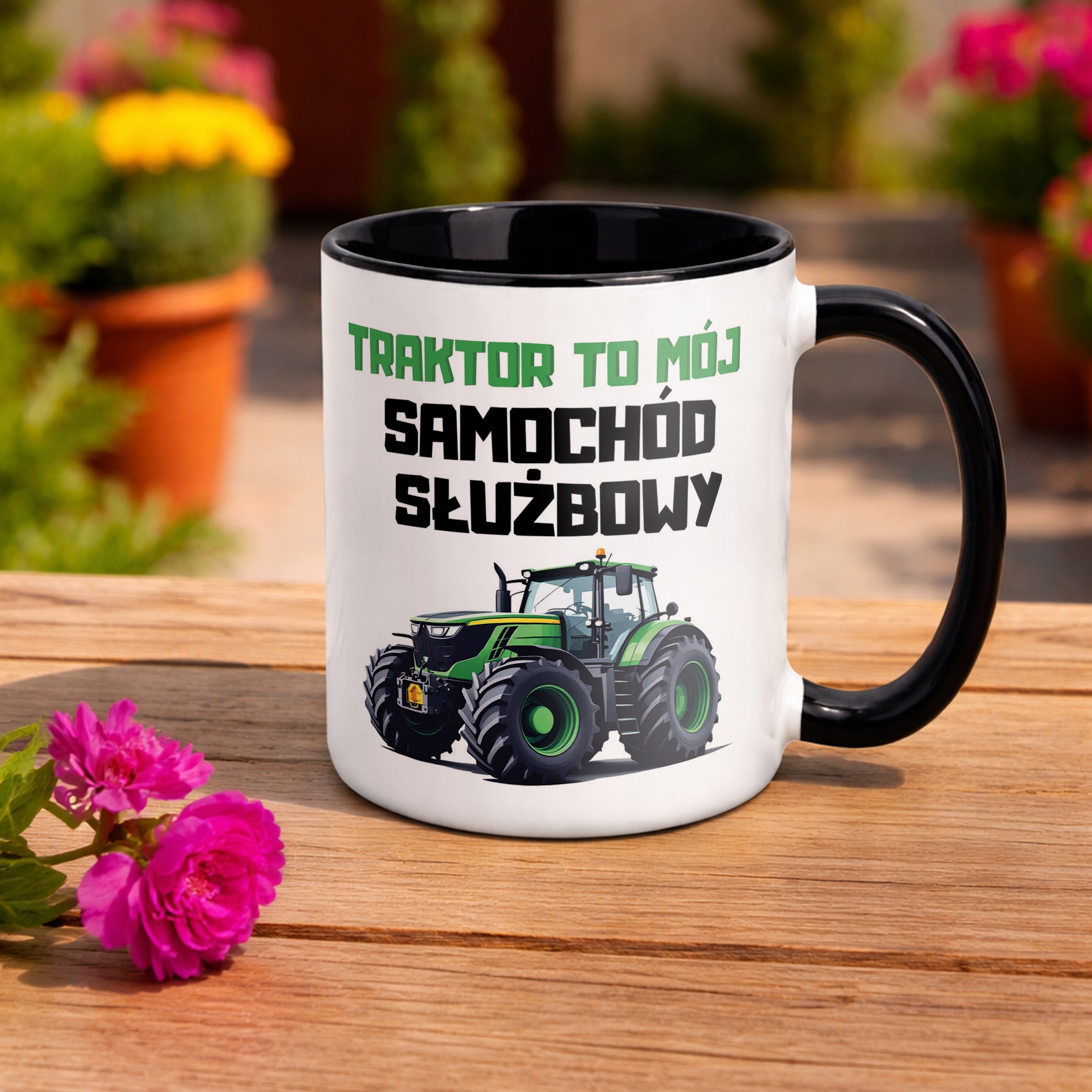 Kubek Czarny Rolnik Dla Rolnika Traktor Zabawny Prezent Upominek