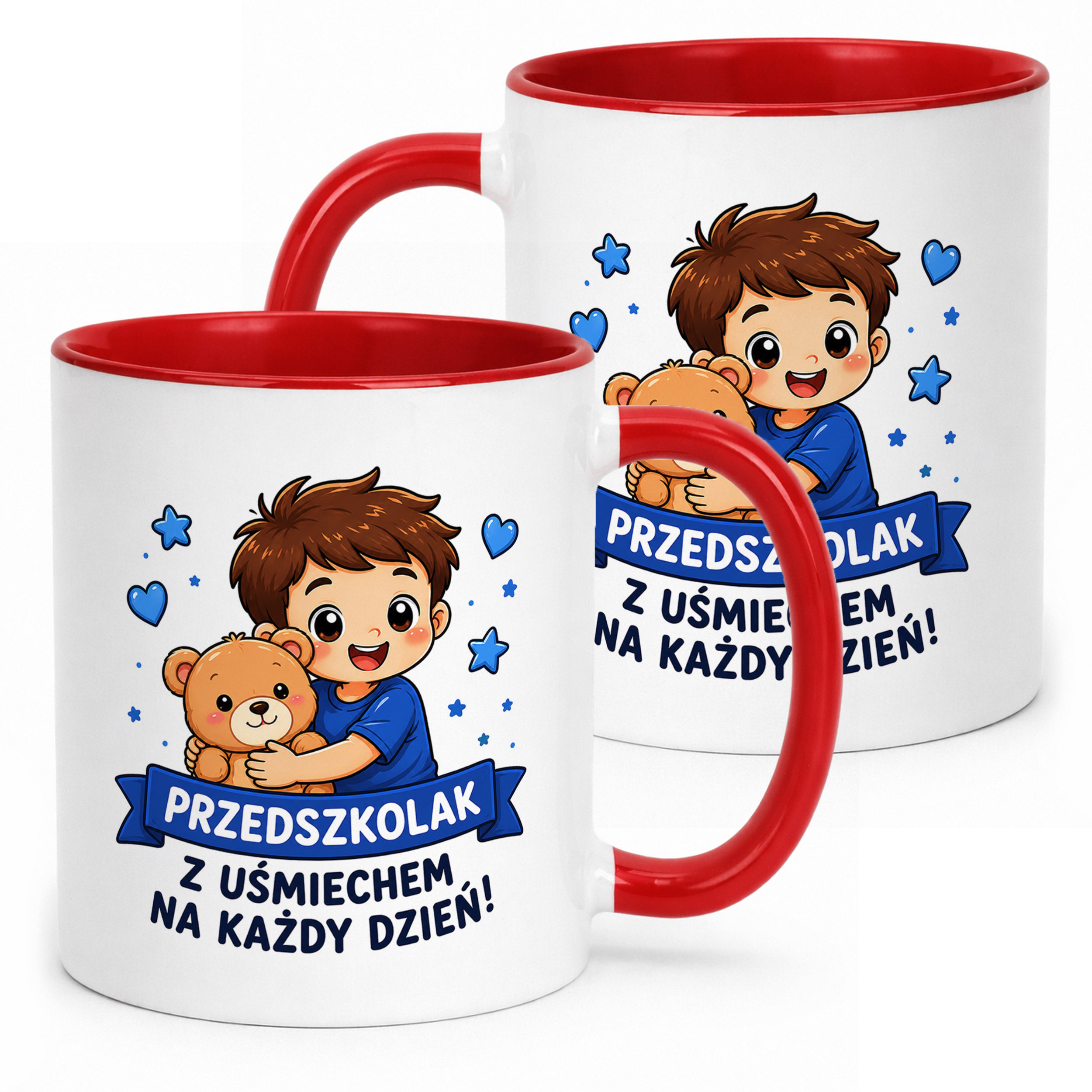 Kubek Czerwony z nadrukiem Przedszkolak Szkoła Dla Dzieci Prezent