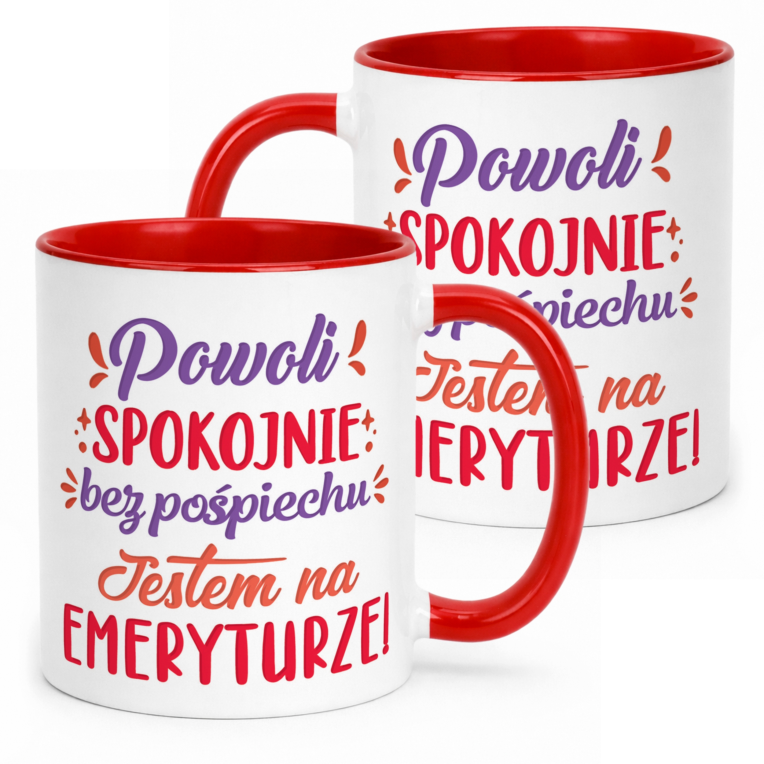 Kubek Czerwony z okazji Emerytury Dla Emeryta Emerytki Prezent Upominek