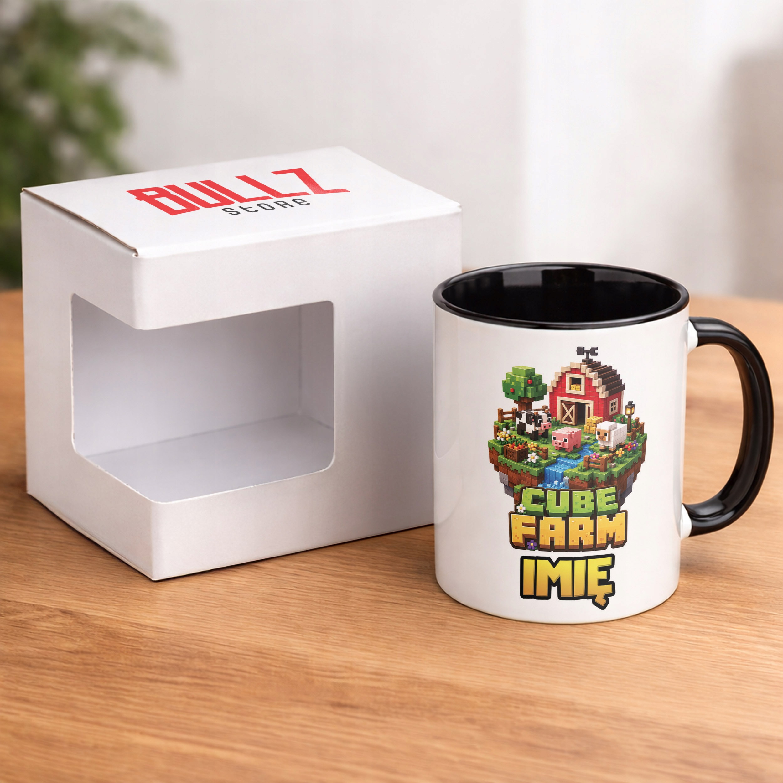 Zestaw Personalizowany Plecak Worek Kubek Czarny gra Cube Farm Prezent