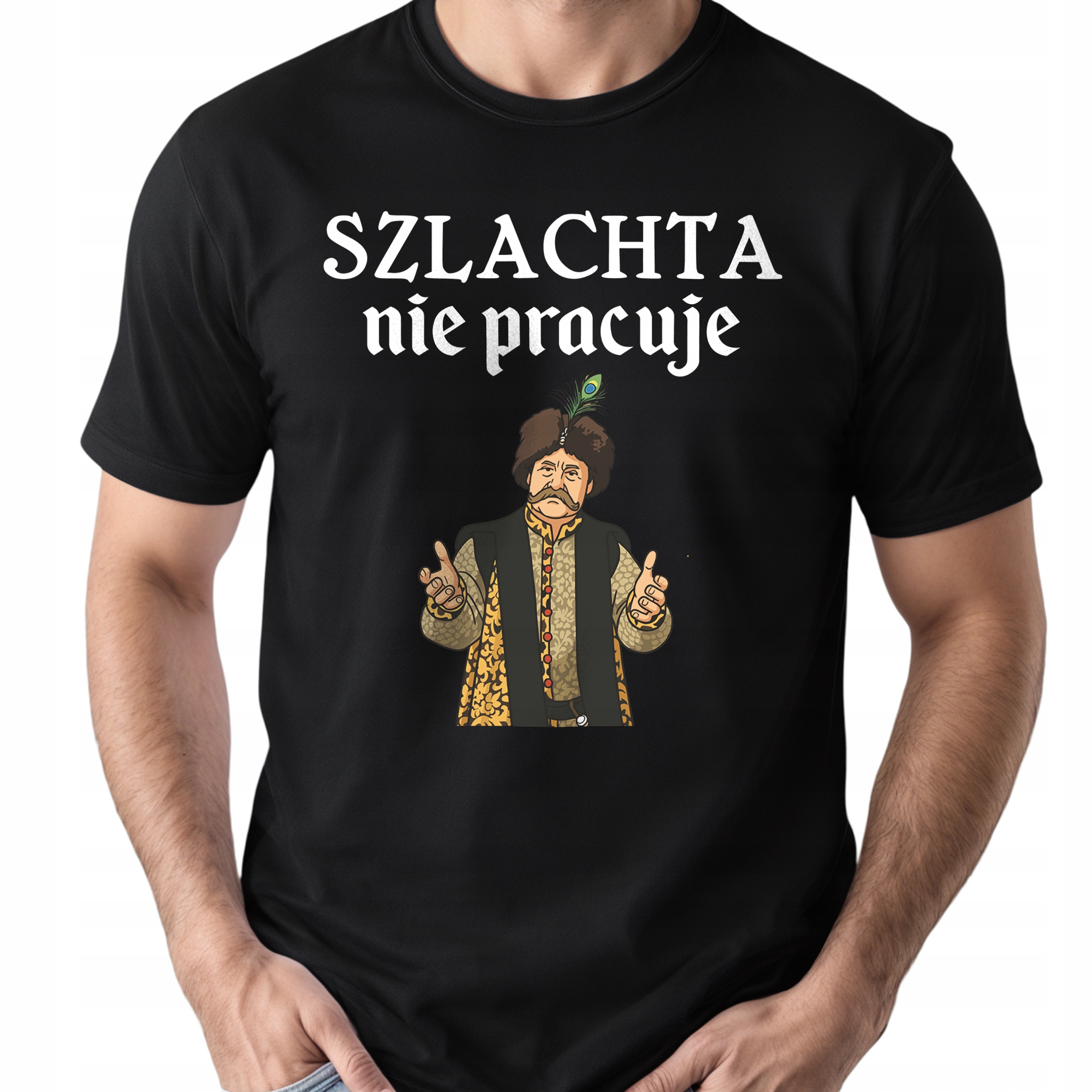 Koszulka czarna męska 1670 Szlachta Nie Pracuje