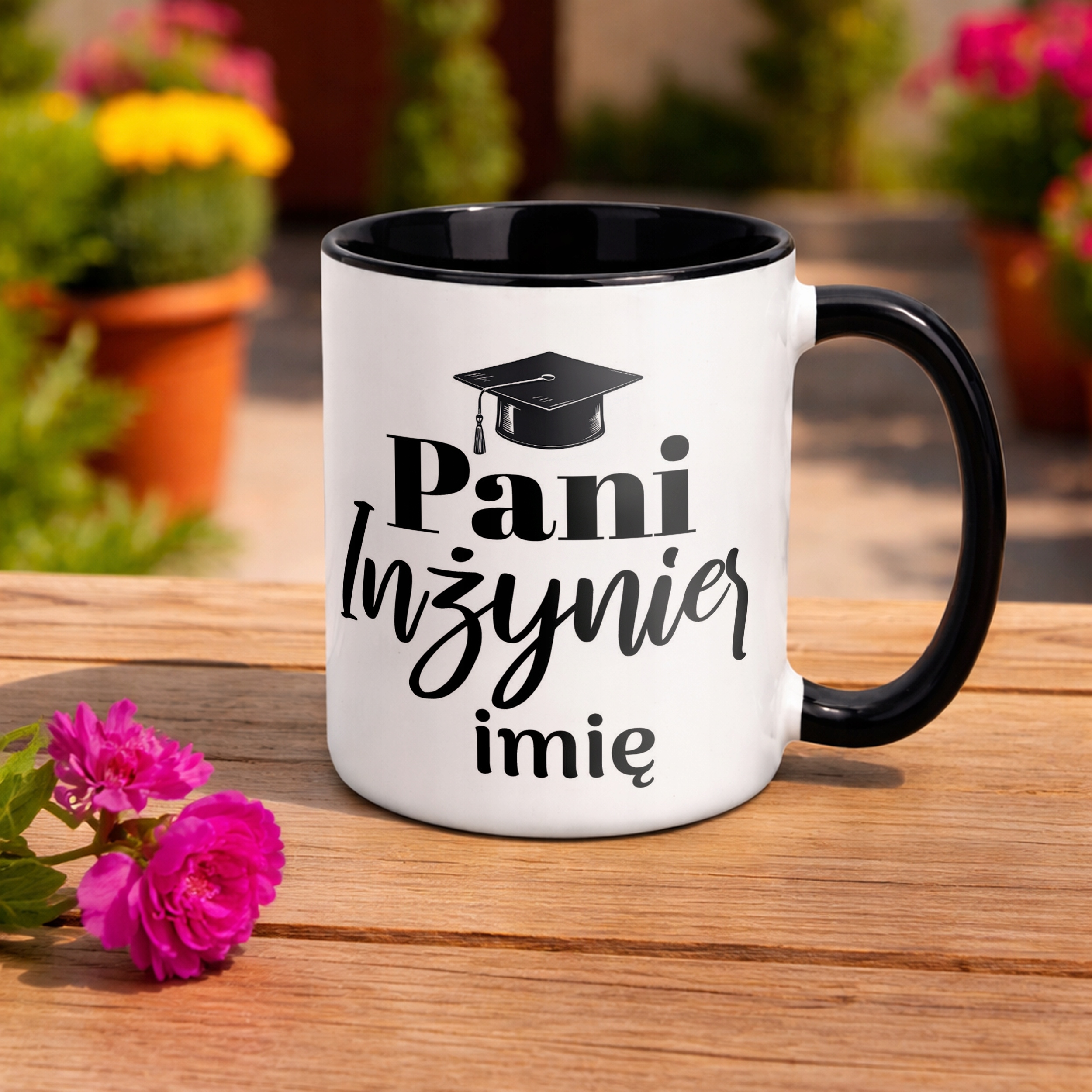Kubek Czarny Personalizowany Pani Inżynier Prezent Upominek
