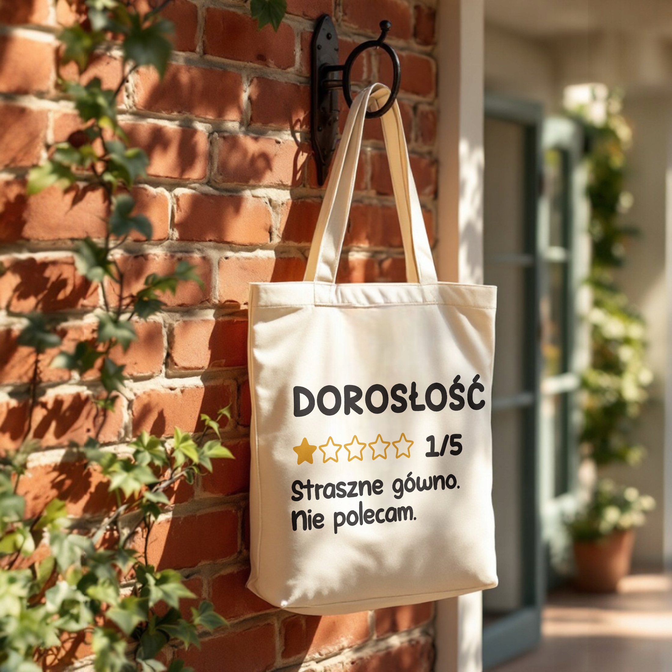 Torba bawełniana premium Dorosłość Nie Polecam Zabawny Prezent