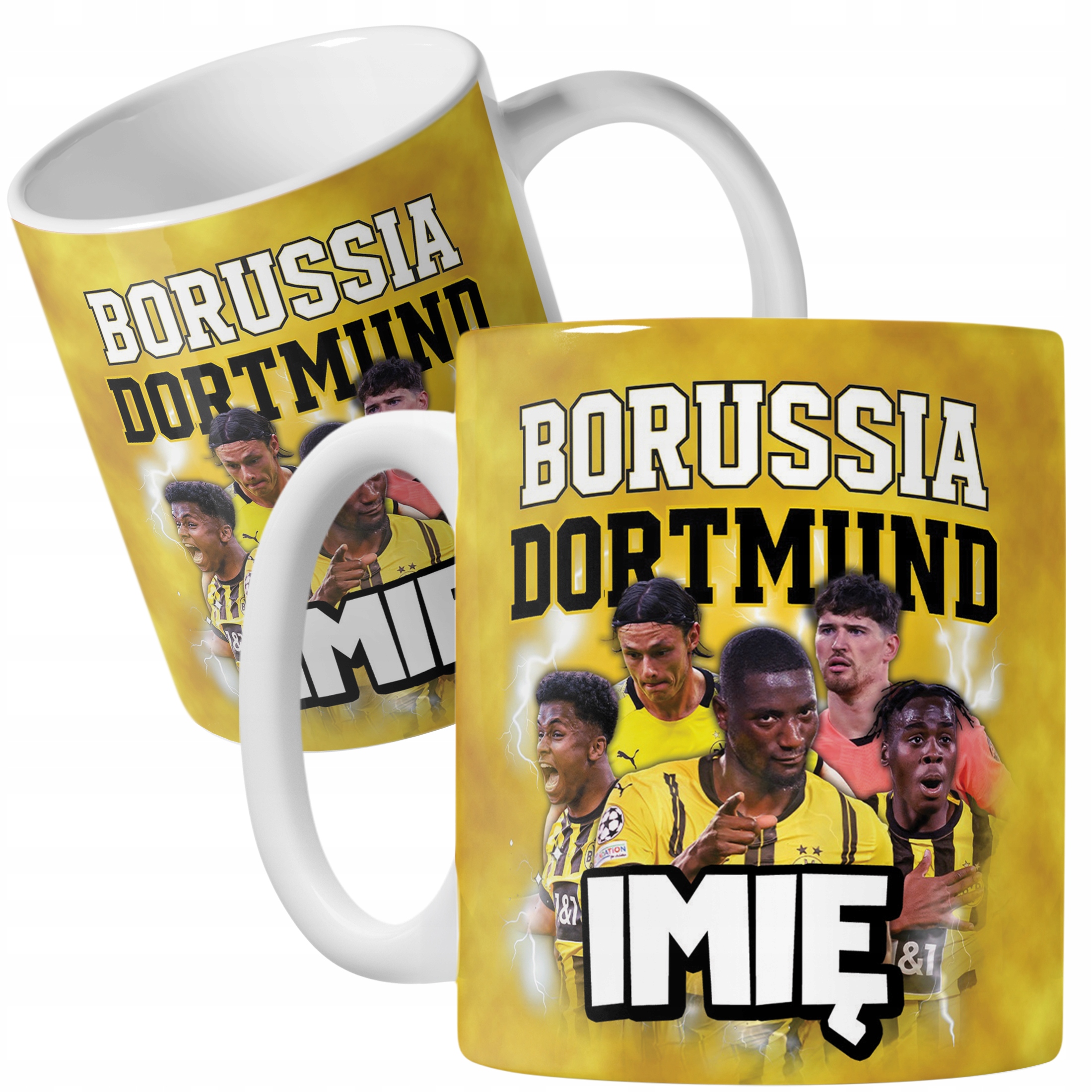 Zestaw personalizowany Kubek + Poduszka Borussia Dortmund Guirassy Adeyemi