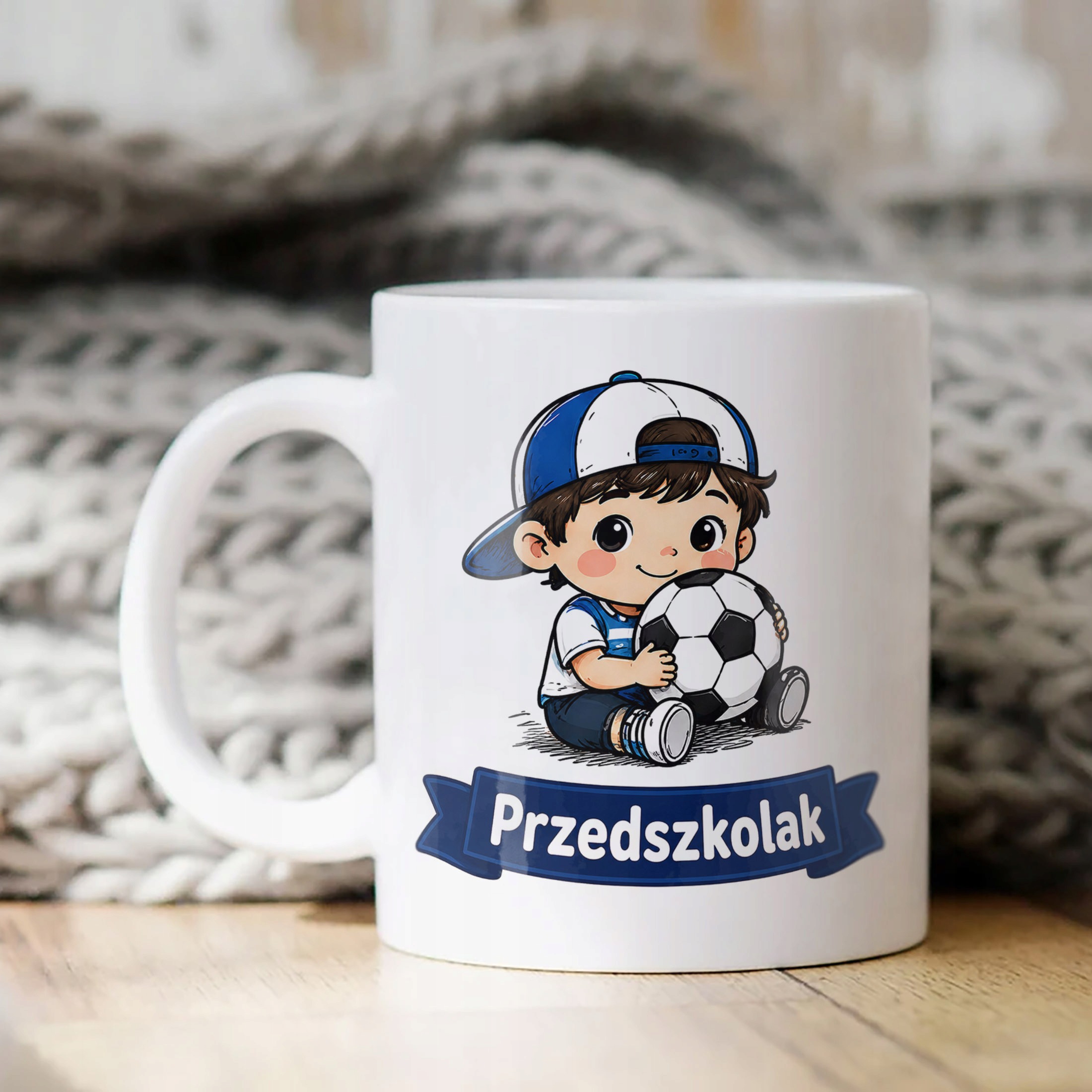 Biały Kubek z nadrukiem Przedszkolak Szkoła Dla Dzieci Prezent
