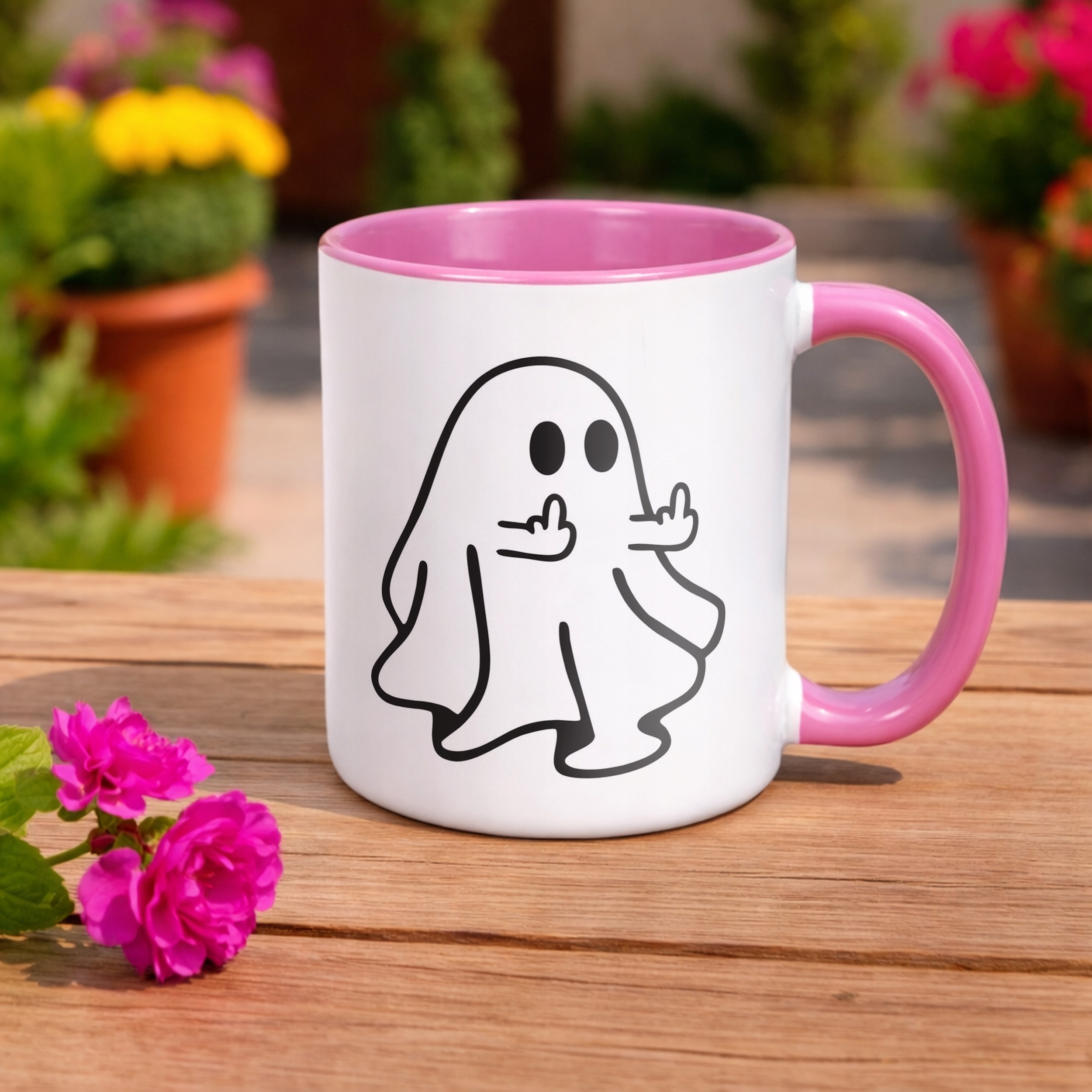 Kubek Różowy Halloween Jesień Dynia Duch Prezent Upominek