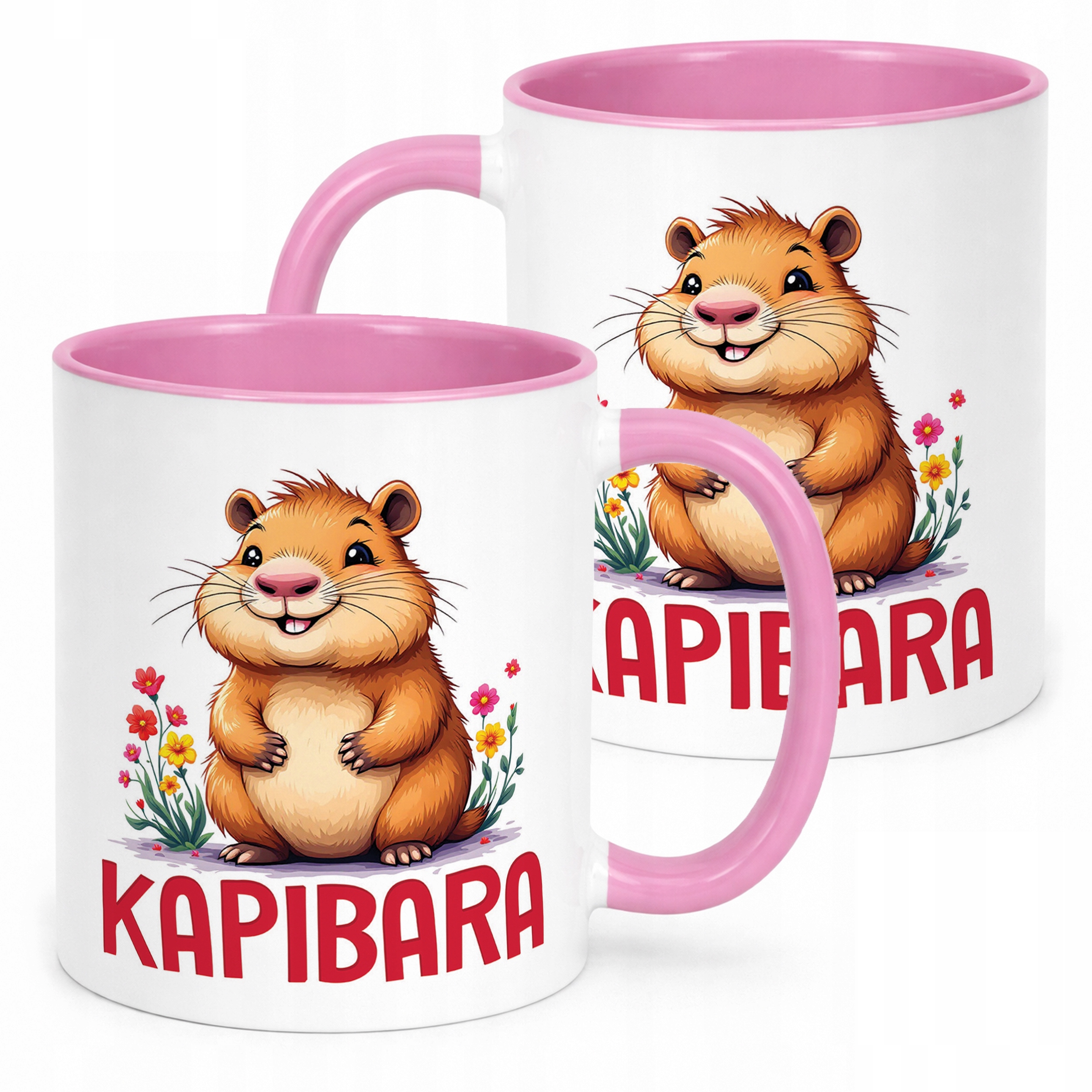 Kubek Różowy Kapibara Capybara Zwierzak Słodki Dla Dzieci Prezent