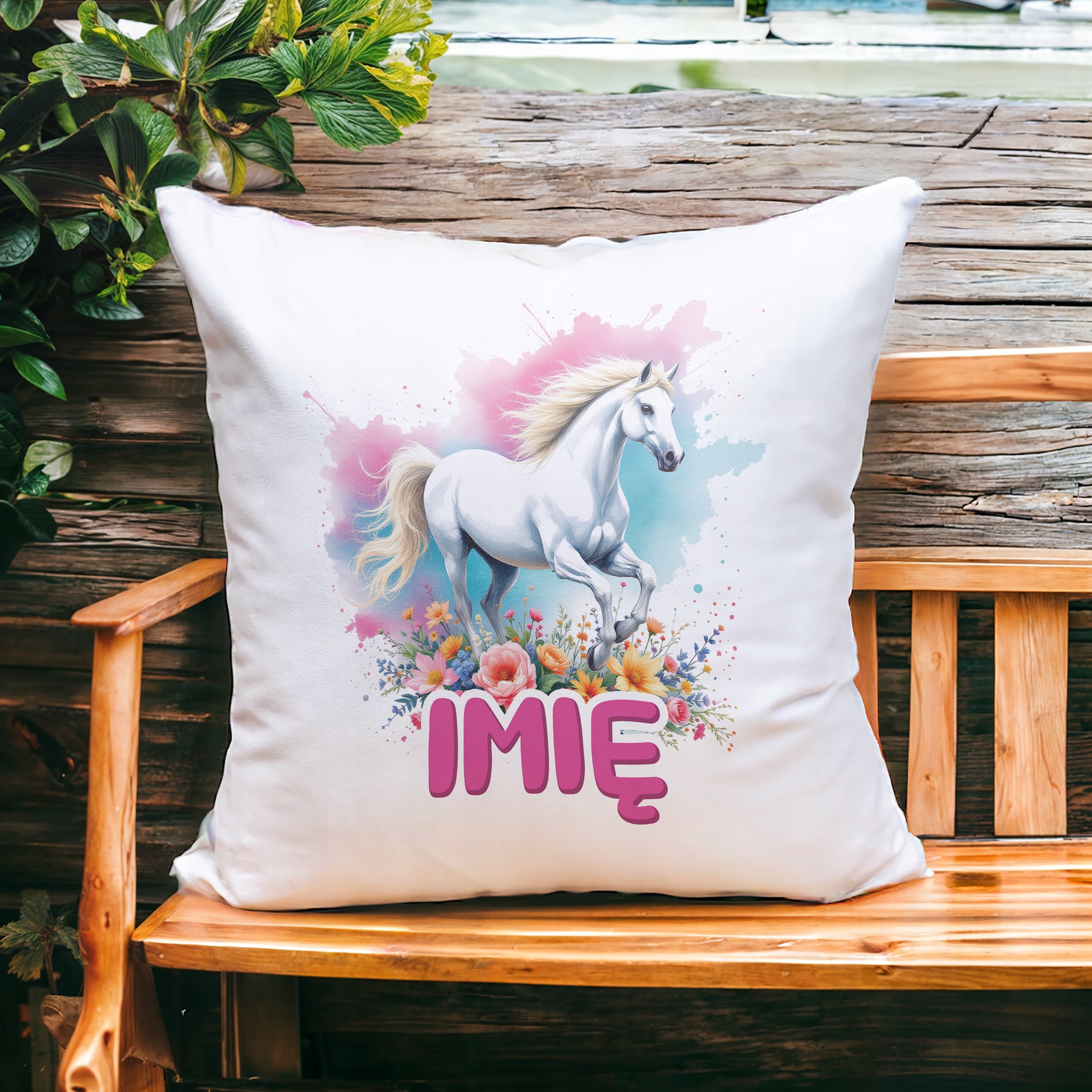 Poduszka 38x38cm Personalizowana Z Koniem Koń Słodki Dla Dzieci