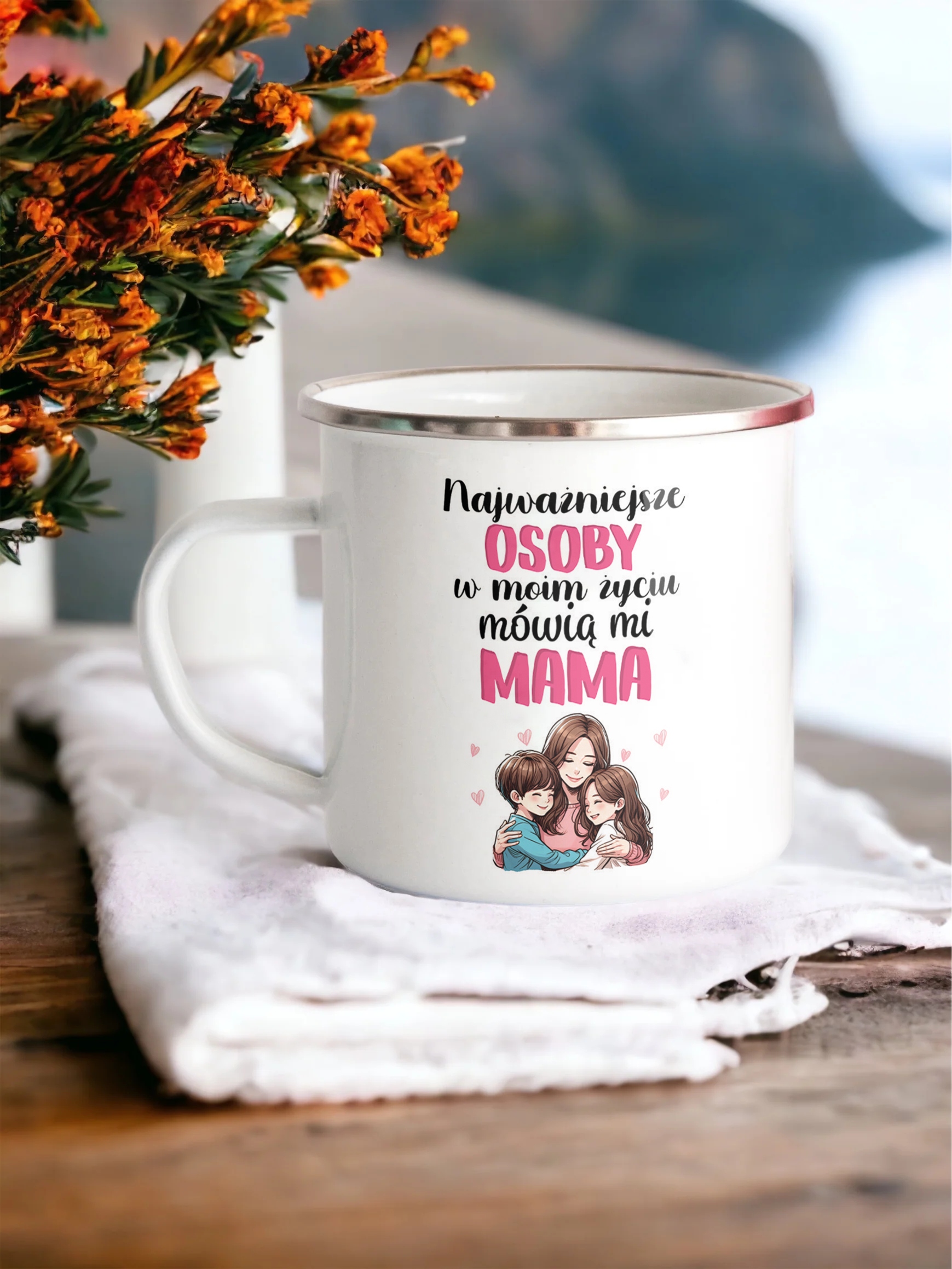 Emaliowany Kubek Garnuszek Dzień Matki Dla Mamy Prezent Upominek