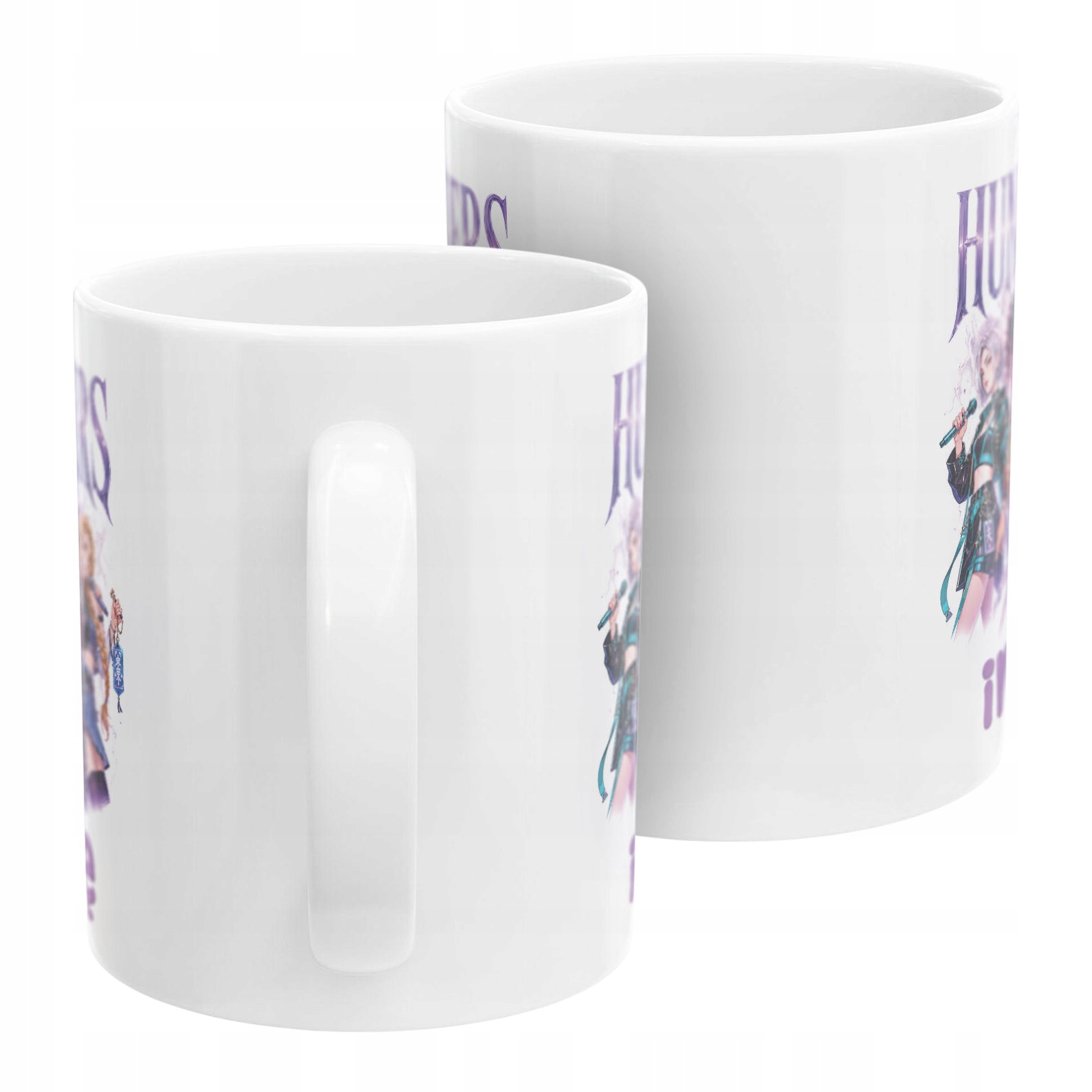 Biały Kubek z nadrukiem personalizowany ŁOWCZYNIE KPOP Dla Dzieci Prezent