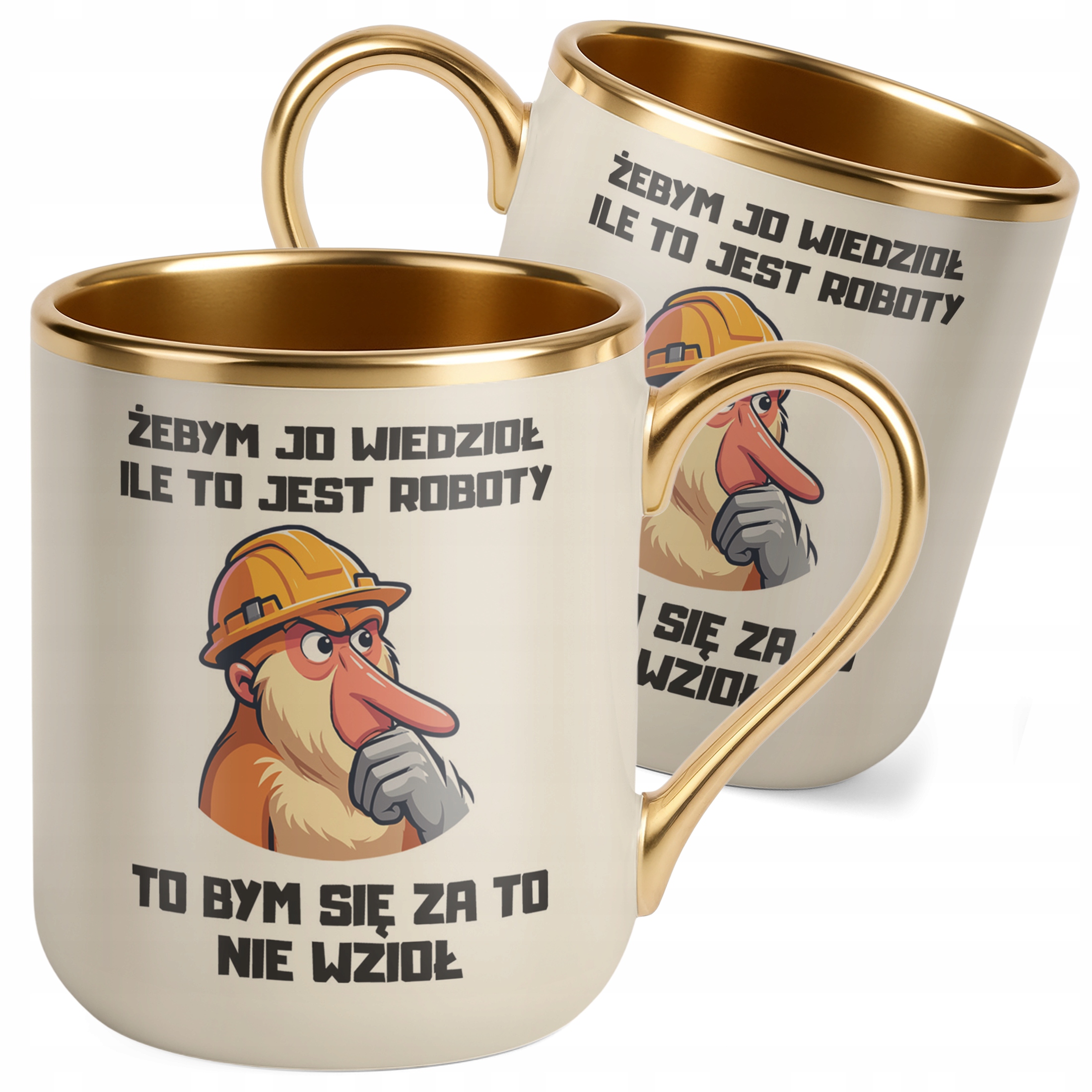 Kubek Premium Złoty Ecru Janusz Nosacz Do Pracy Zabawny Prezent