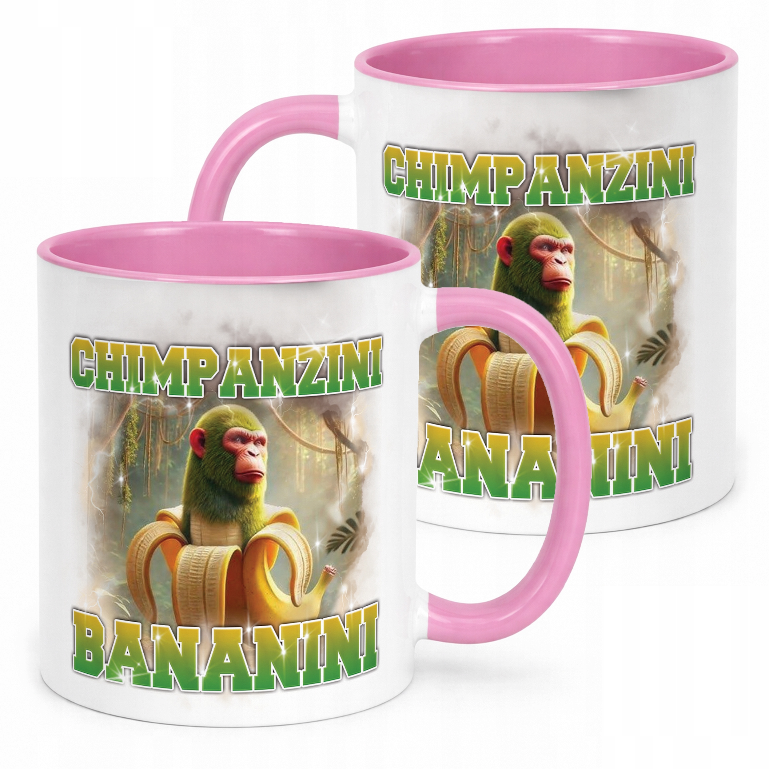 Kubek Różowy BRAINROT Chimpanzini Bananini Memy Zabawny TikTok Viral