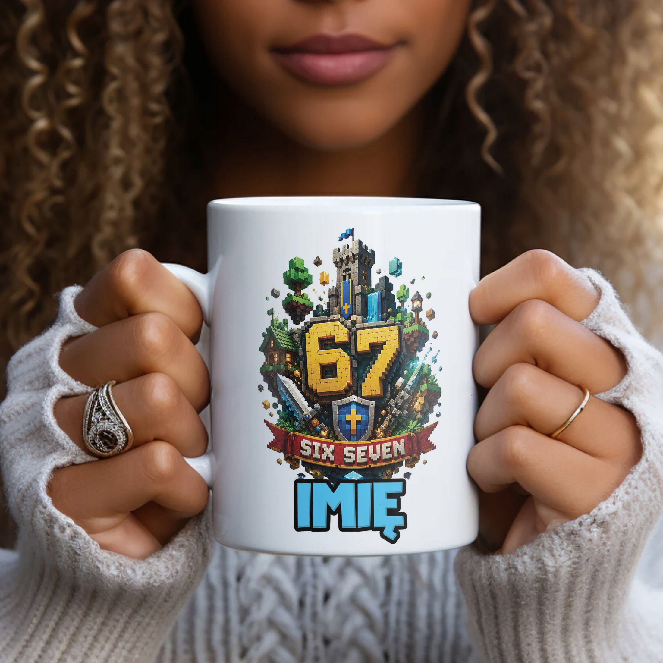 Biały Kubek z nadrukiem personalizowany SIX SEVEN Dla Dzieci Prezent