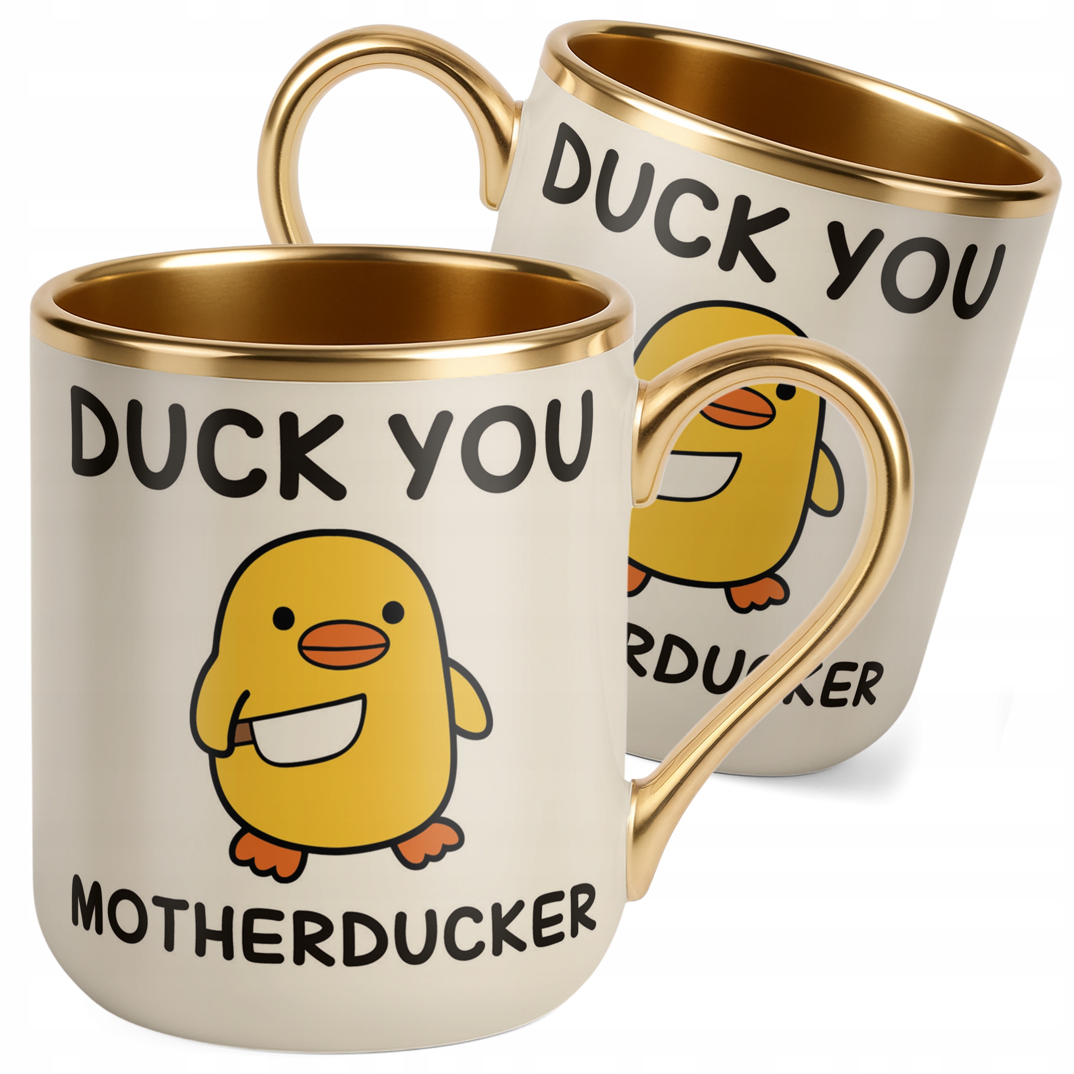 Kubek Premium Złoty Ecru Duck You Śmieszny Zabawny