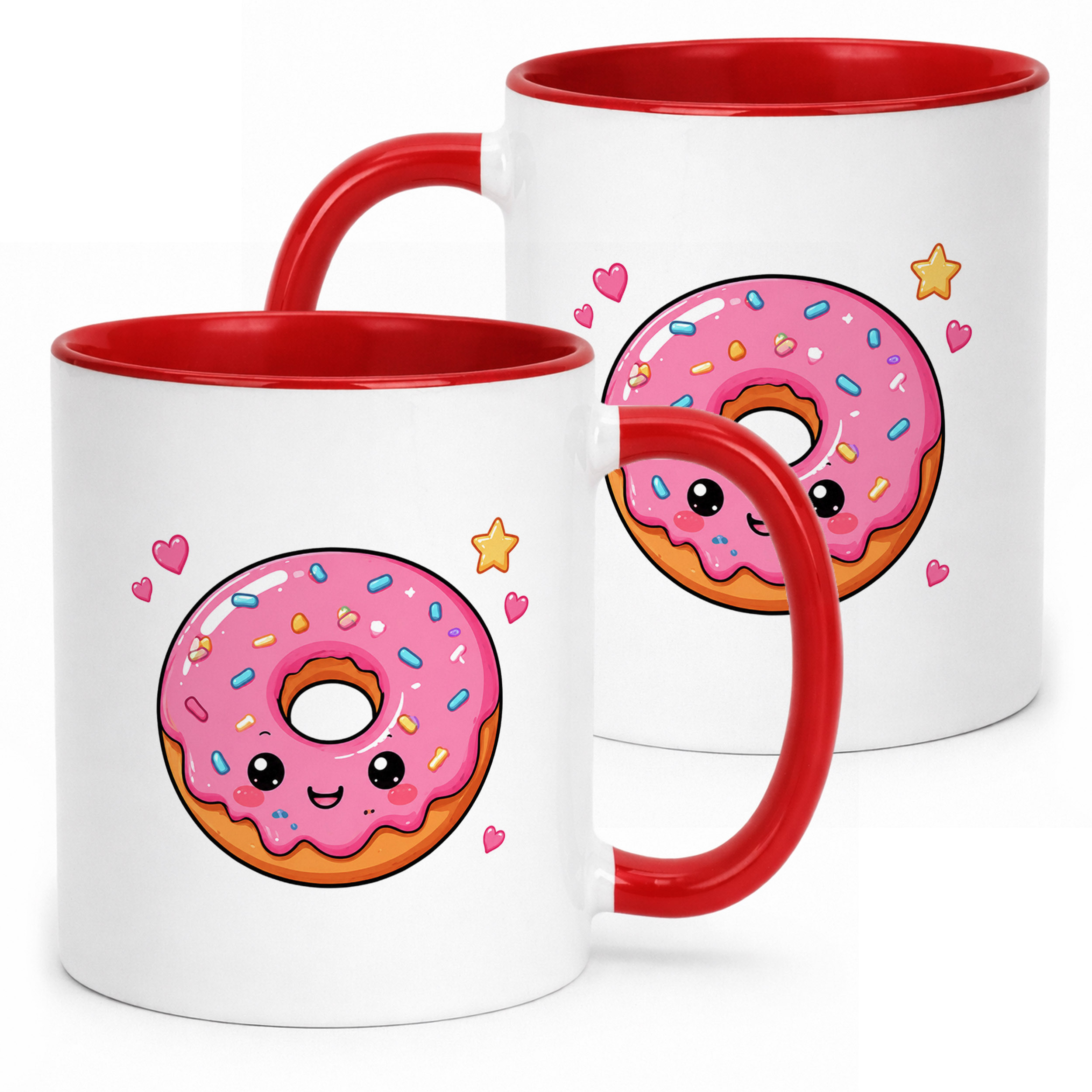 Kubek Czerwony z nadrukiem Kawaii Pączek Dla Dzieci Prezent Upominek