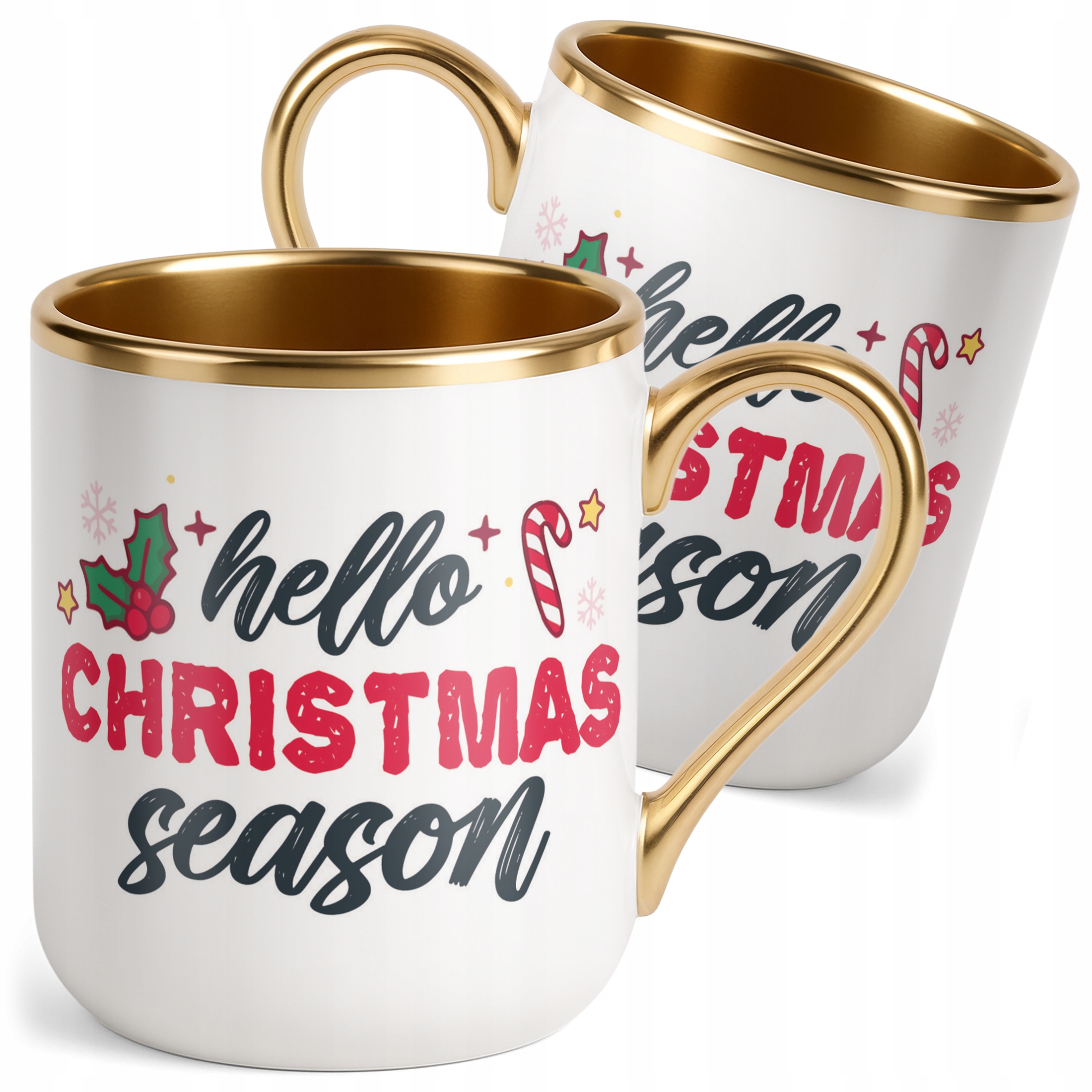 Kubek Premium Złoty Świąteczny Hello Christmas Boże Narodzenie
