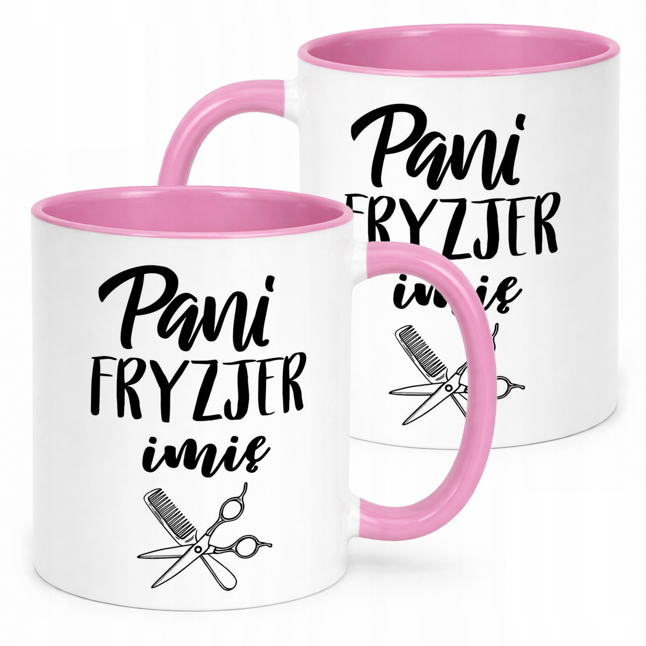 Kubek Różowy Personalizowany Pani Fryzjer Dla Fryzjerki Prezent