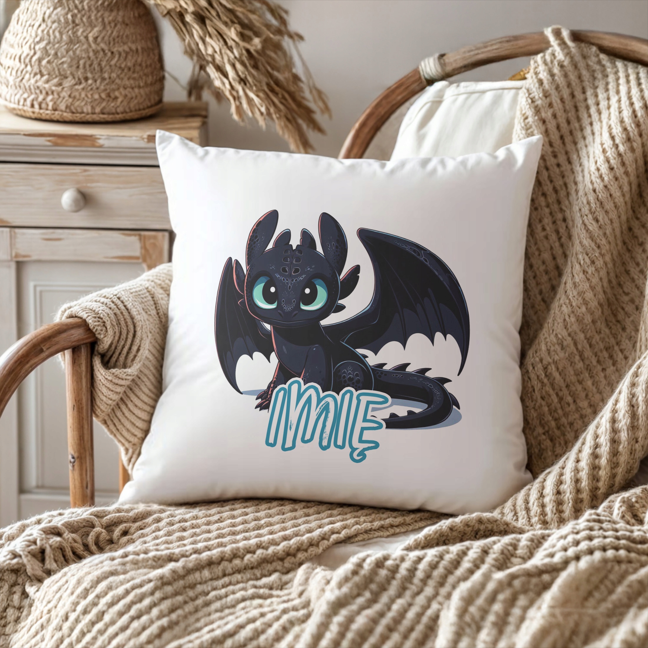 Zestaw Personalizowany Kubek + Poduszka 38×38 cm Szczerbatek Dla Dzieci