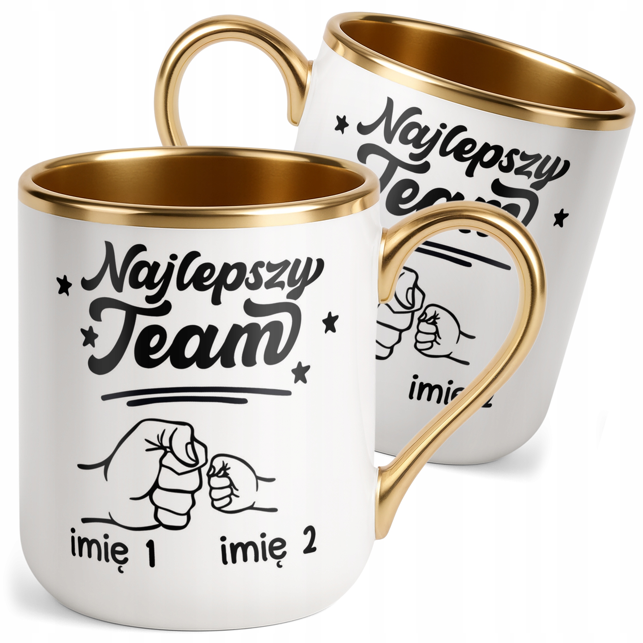 Kubek Premium Złoty Personalizowany Dzień Ojca Najlepszy Team 1 Dziecko