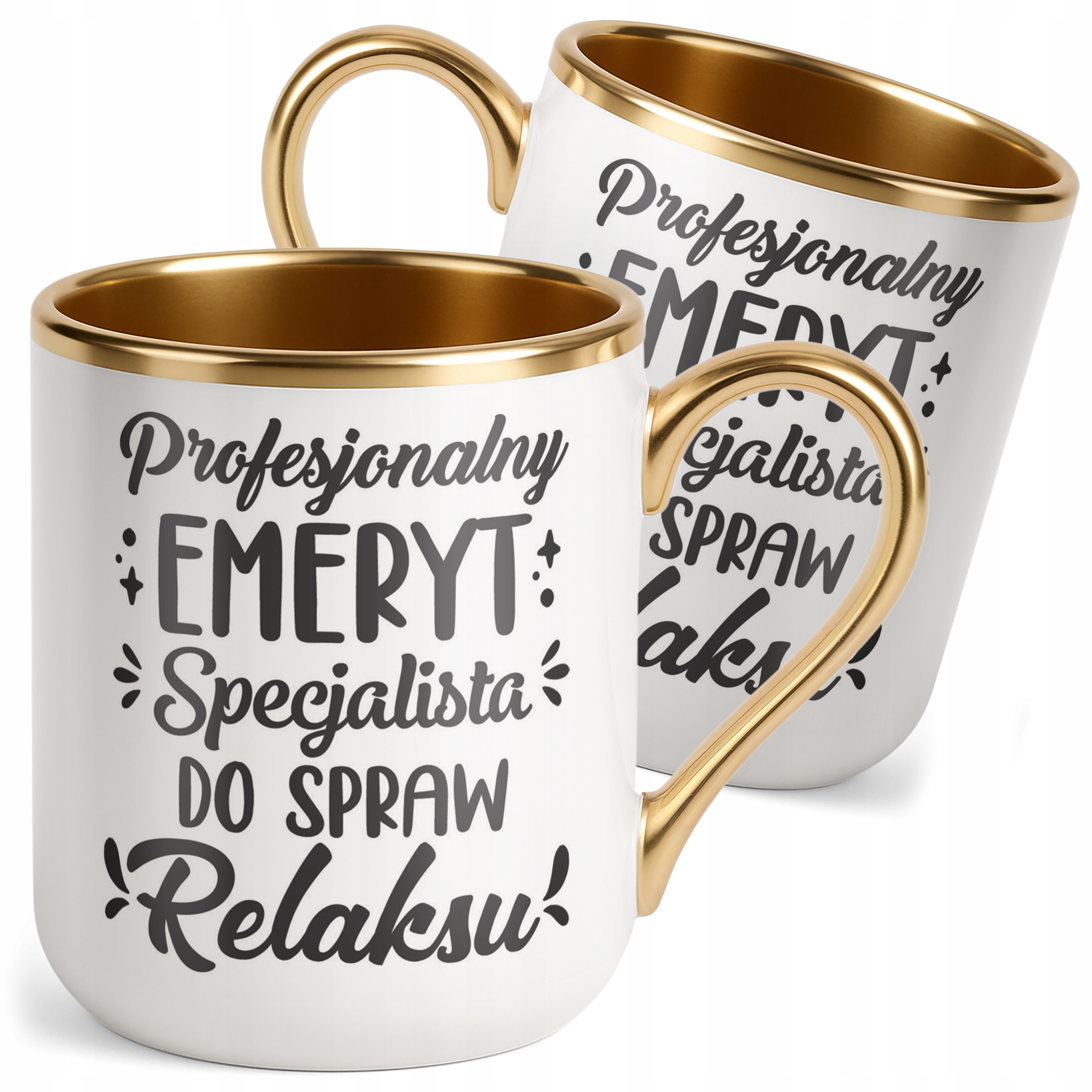 Kubek Premium Złoty Z okazji Emerytury Dla Emeryta Emerytki Prezent