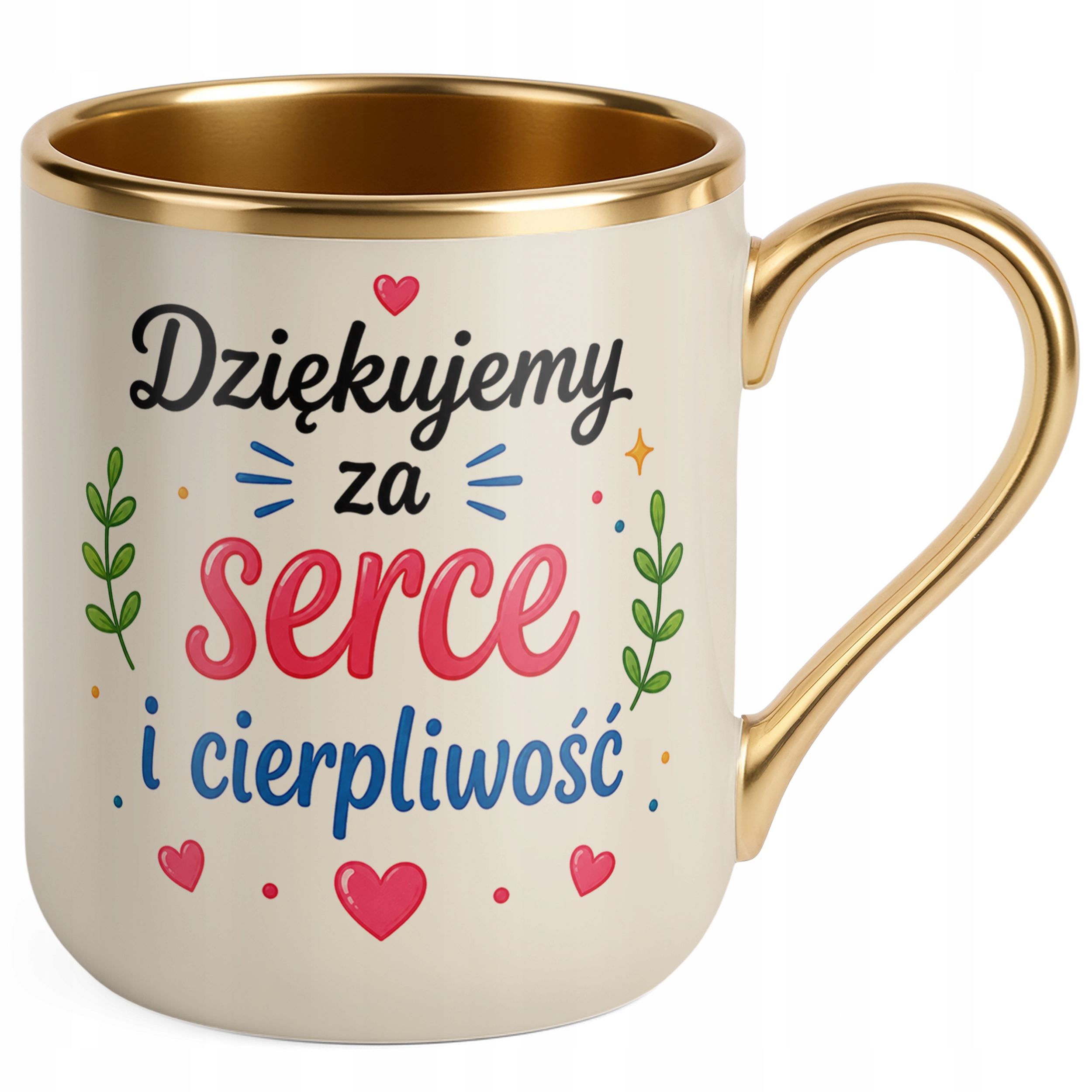 Kubek Premium Złoty Ecru Dzień Nauczyciela Prezent Upominek Szkoła