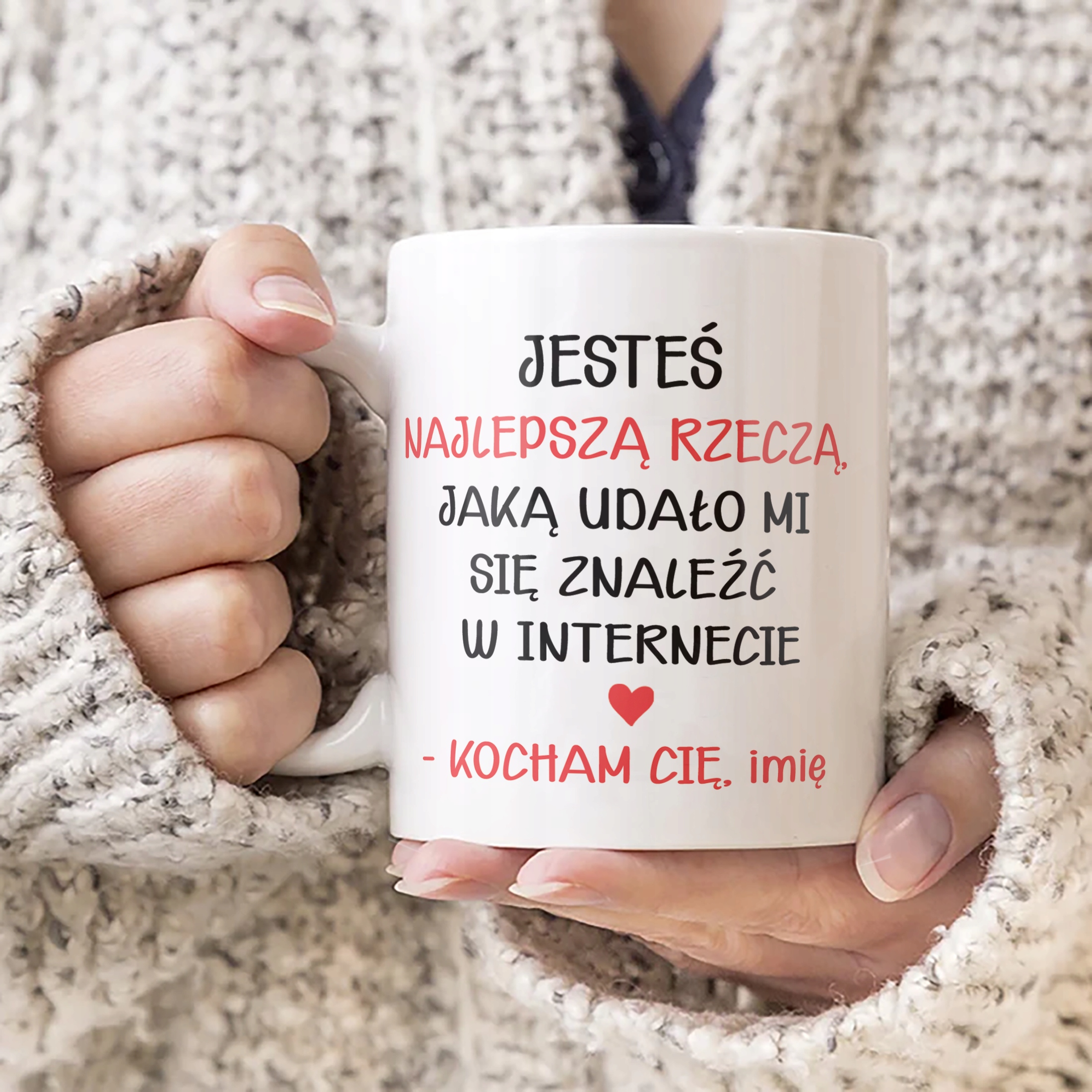 Zestaw Kubek + Poduszka 38×38 cm Walentynki Z imieniem Dla Pary Prezent