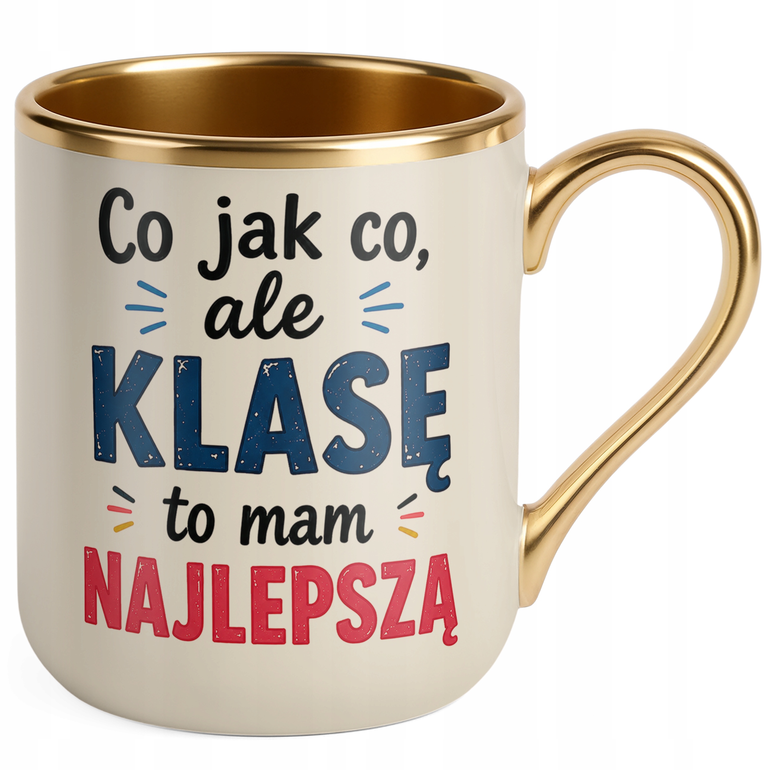 Kubek Premium Złoty Ecru Dzień Nauczyciela Dla Wychowawcy Prezent Upominek.