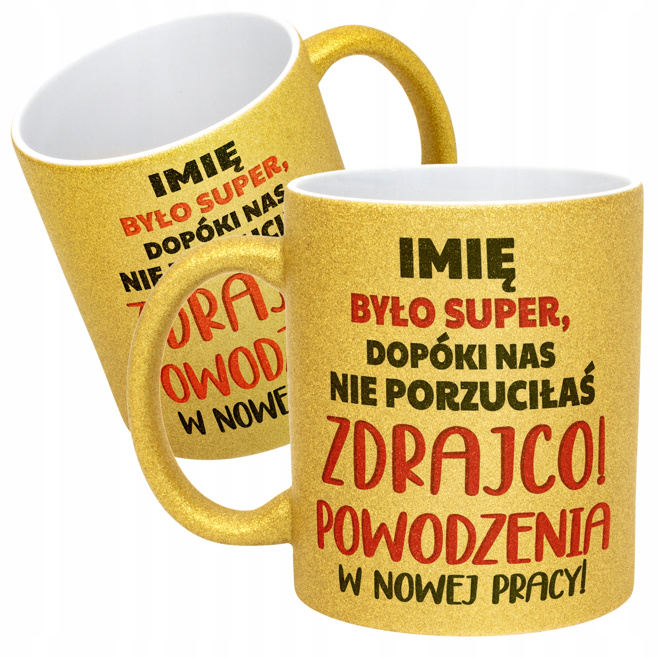 Złoty kubek brokatowy personalizowany Pożegnanie Odejście Z Pracy Prezent