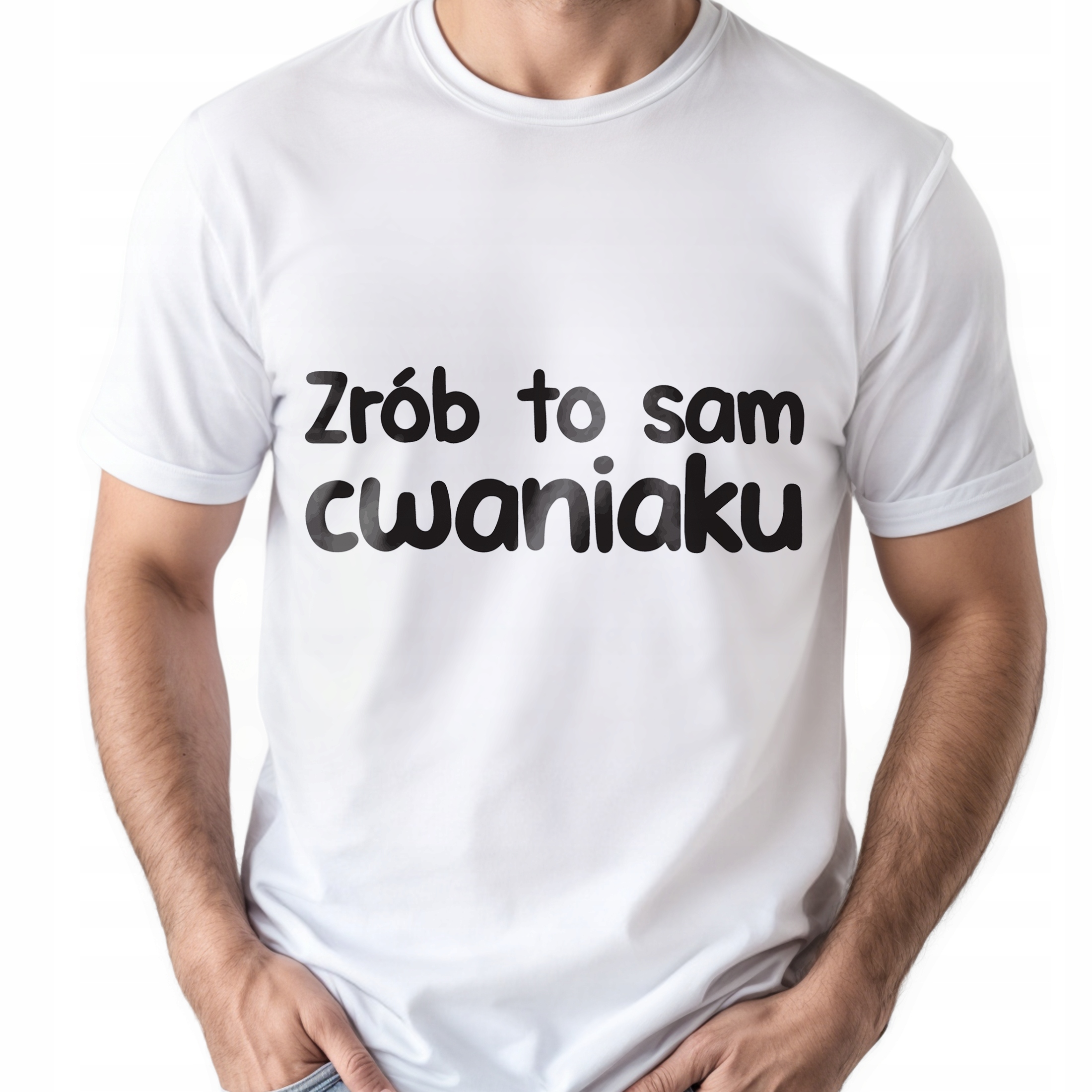 Koszulka biała męska Zrób To Sam Cwaniaku Zabawny Prezent r. 3XL