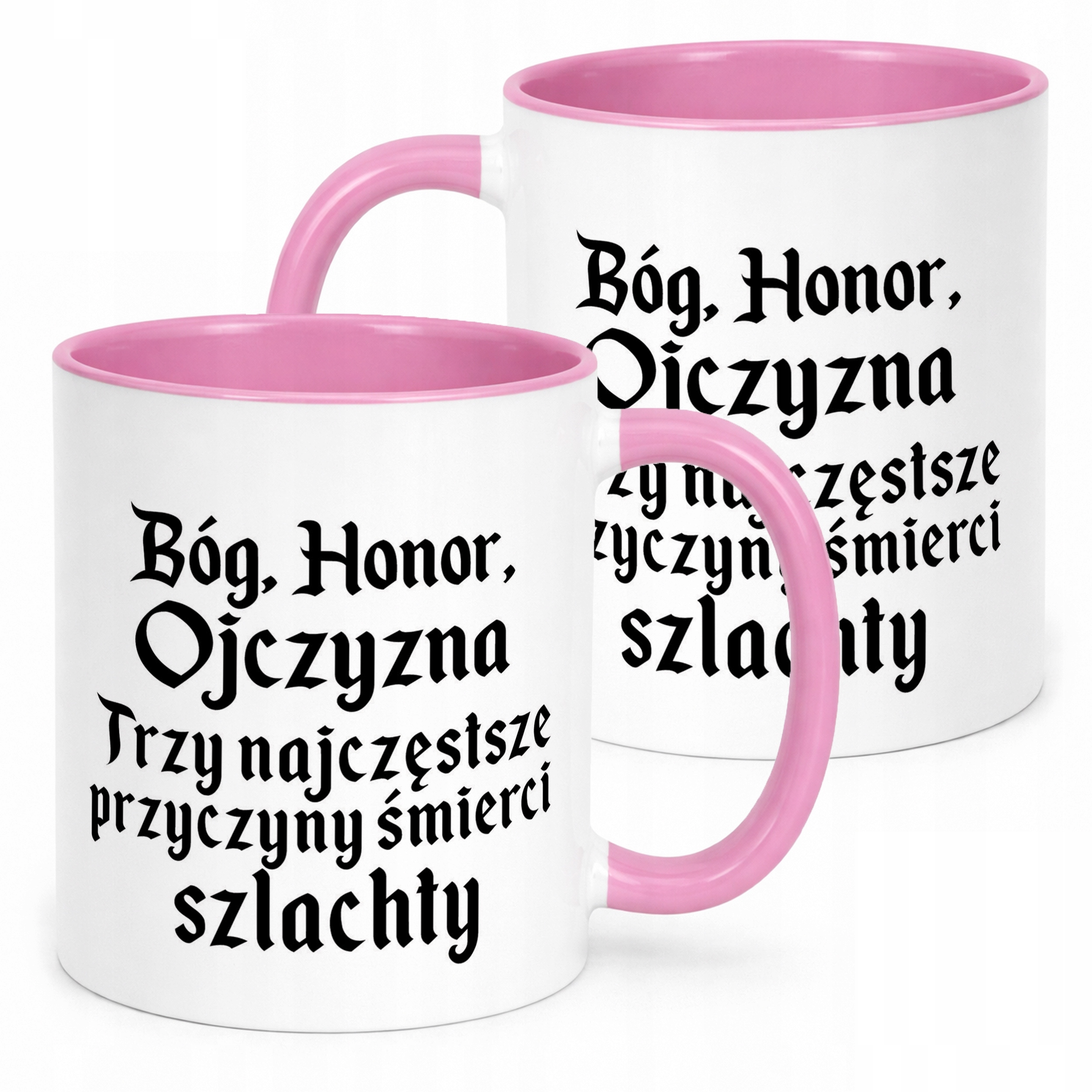 Kubek Różowy 1670 Bóg Honor Ojczyzna Jan Paweł Prezent