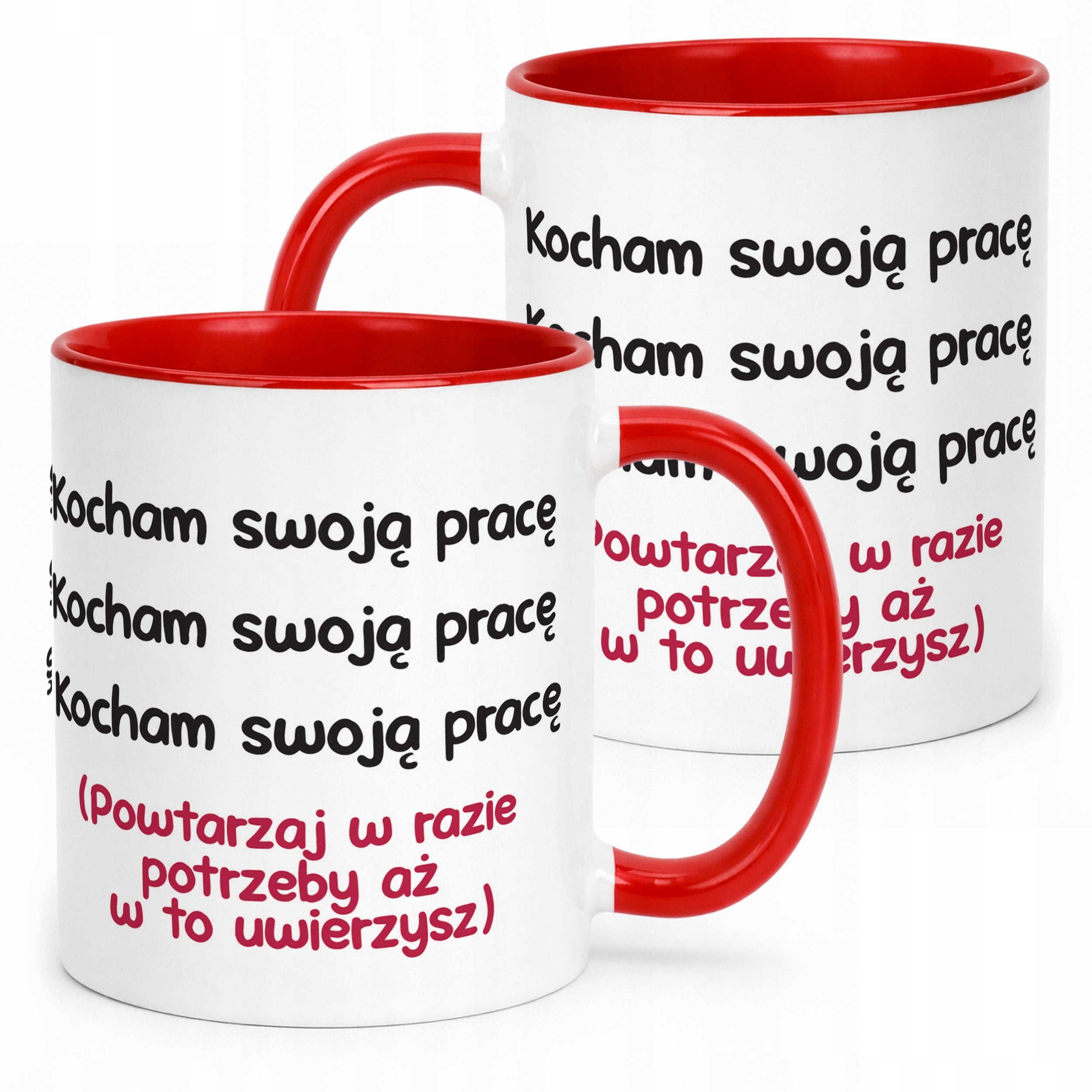 Kubek Czerwony Kocham Swoją Pracę Śmieszny Zabawny Prezent