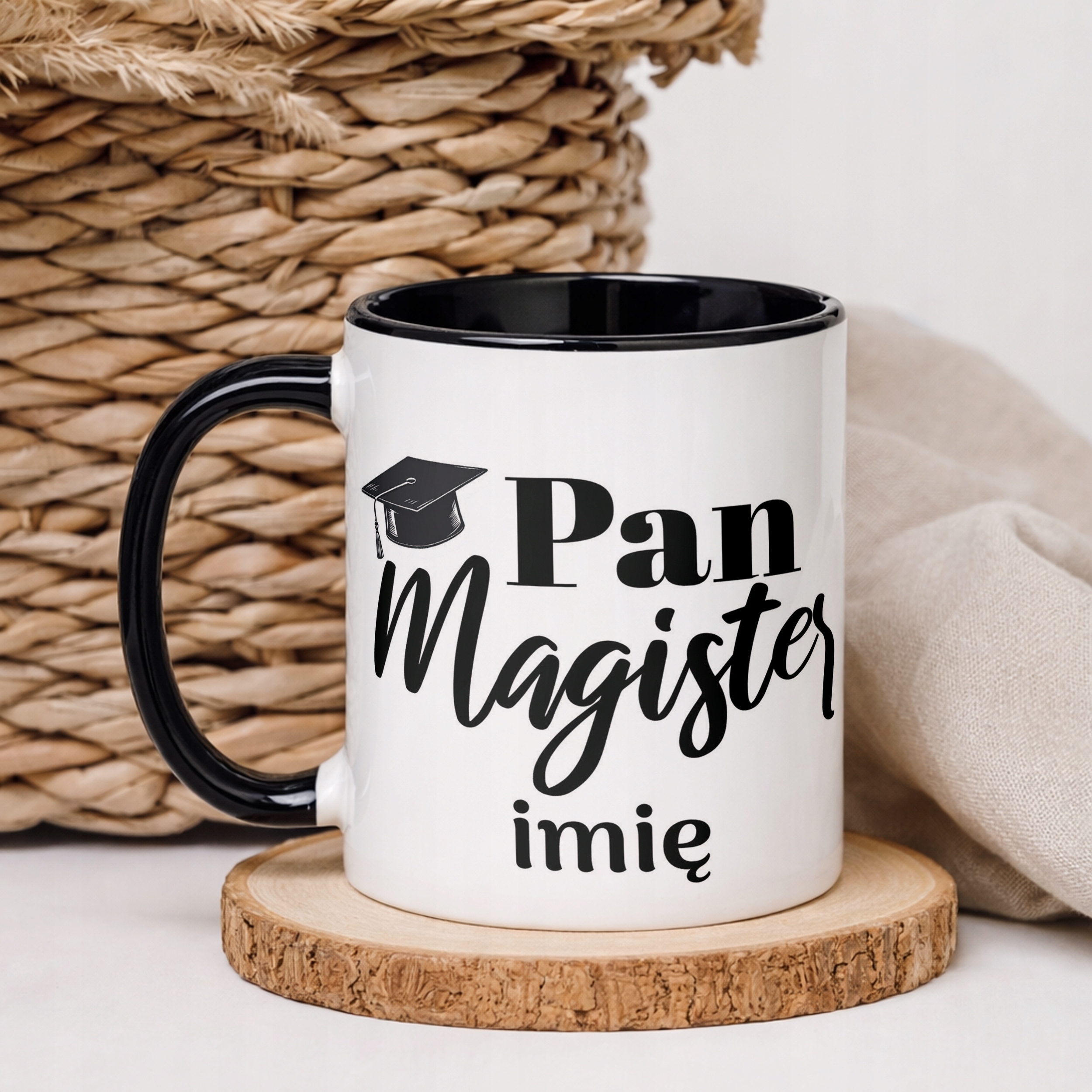 Kubek Czarny Personalizowany Pan Magister Prezent Upominek