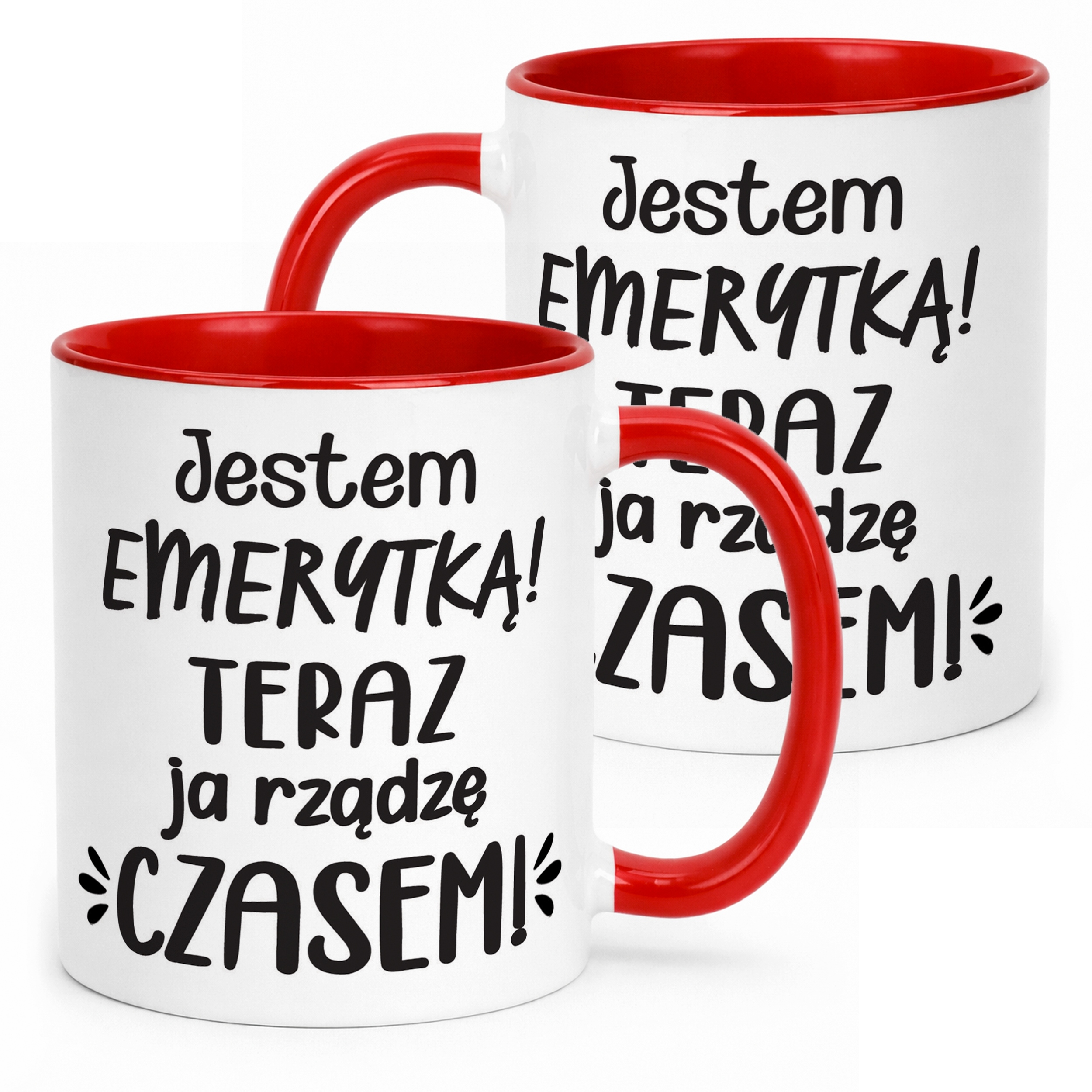 Kubek Czerwony z okazji Emerytury Dla Emerytki Prezent Upominek