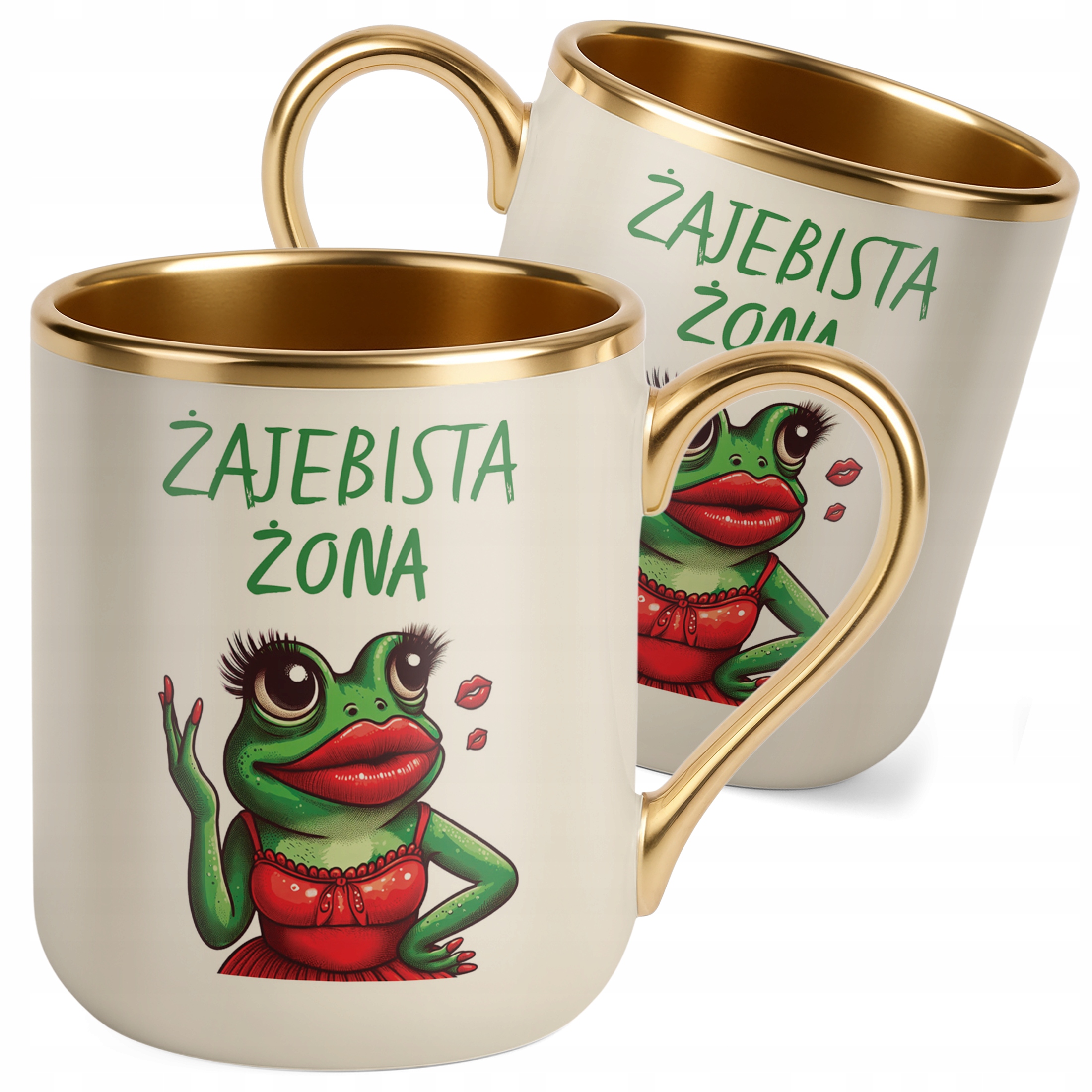 Kubek Premium Złoty Ecru Żajebista Żona Dzień Kobiet Prezent Upominek