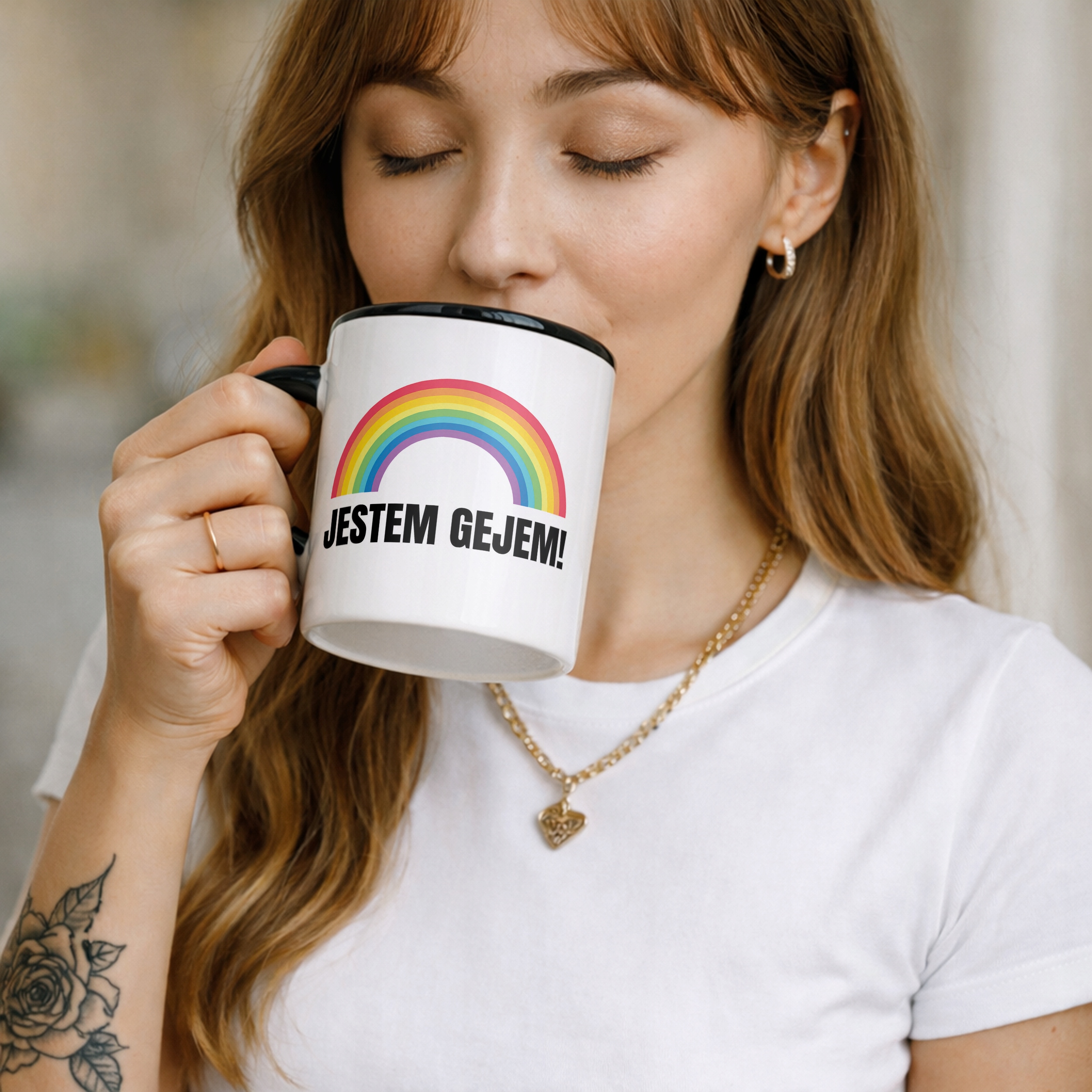 Kubek Czarny I’M GAY Tęcza LGBT Jestem Gejem