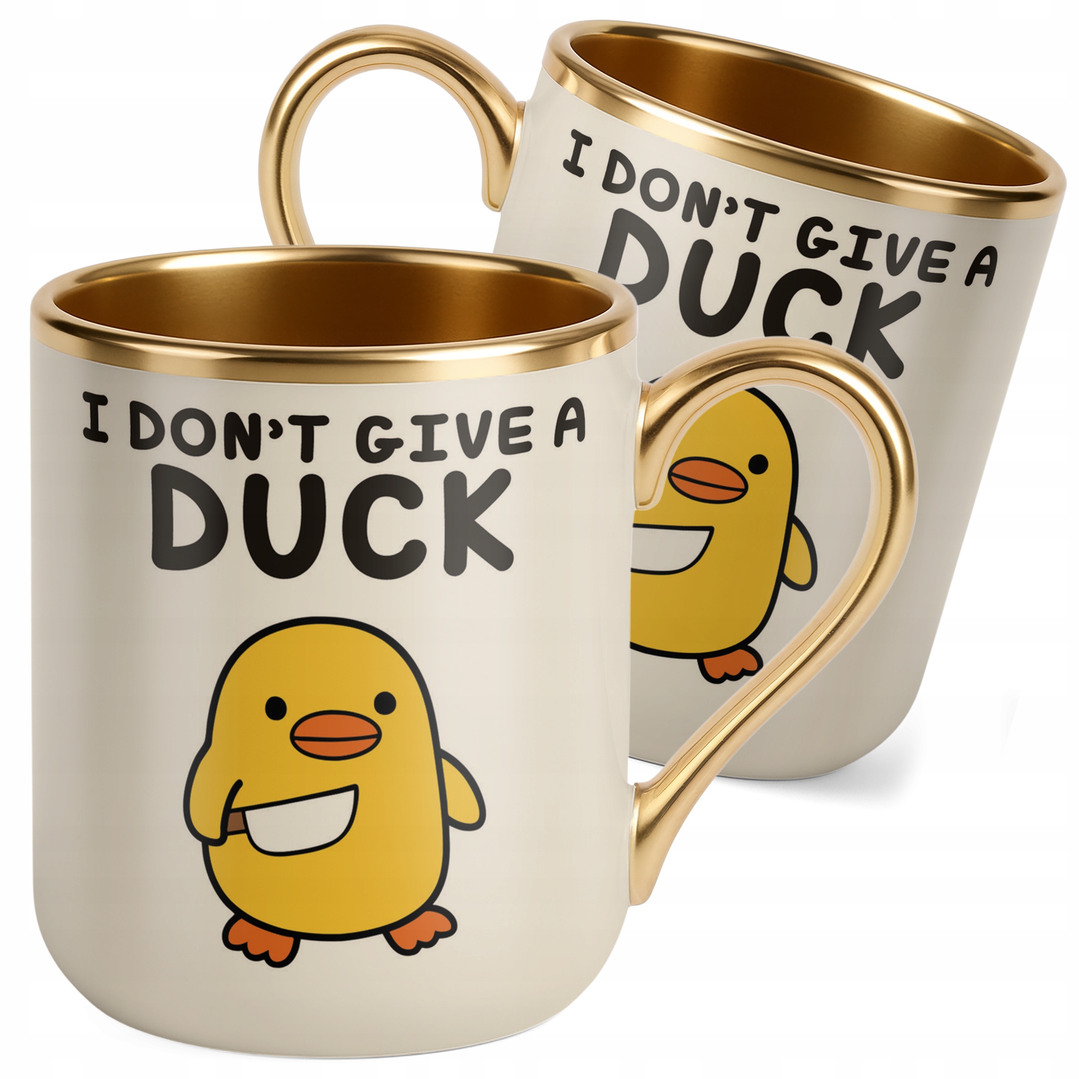 Kubek Premium Złoty Ecru I Don’t Give A Duck Śmieszny Zabawny